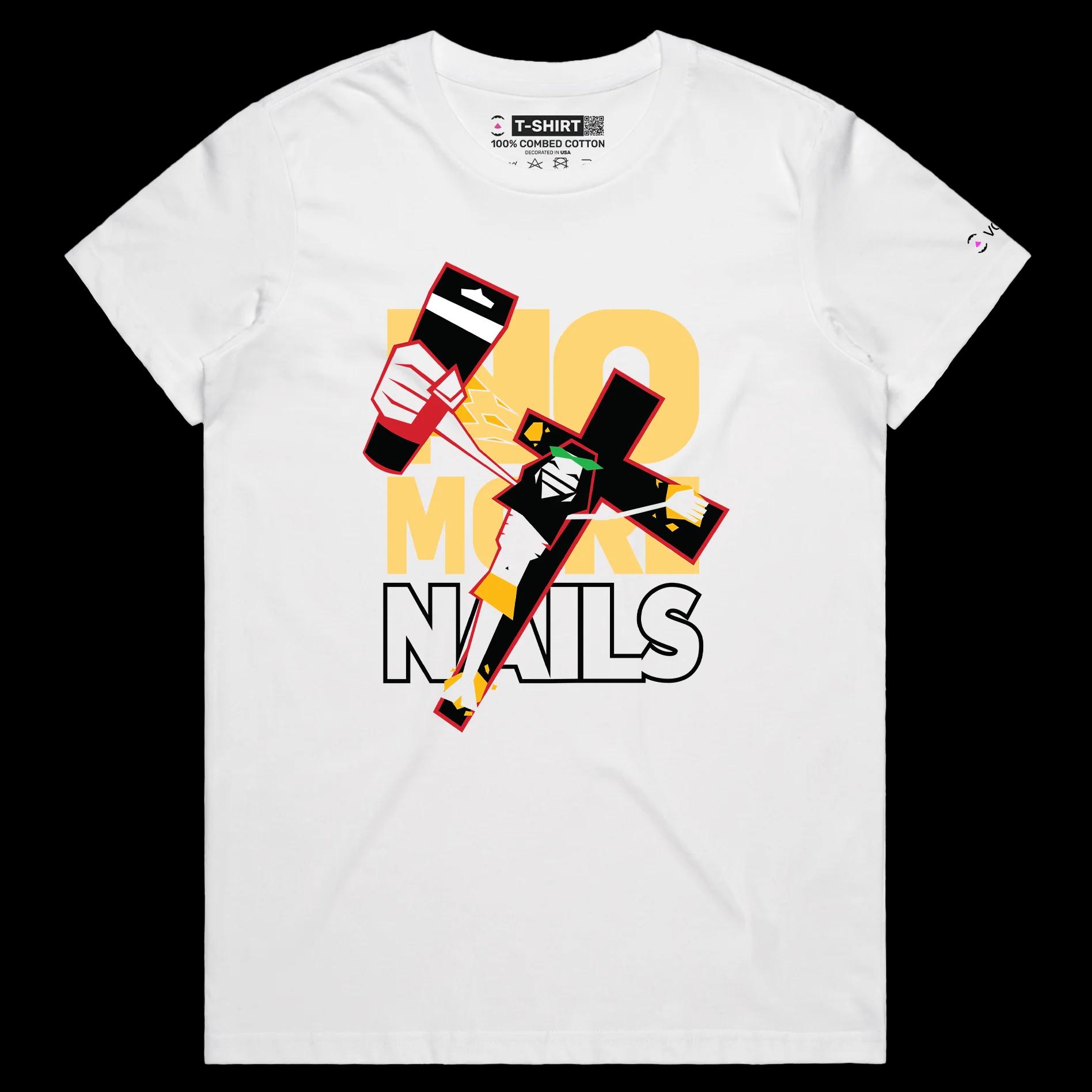 VOICEART White Female Regular Jesus Christ Glued to the Cross Offensive T-Shirt Premium Graphic Design Sarcastic Religio Tee
