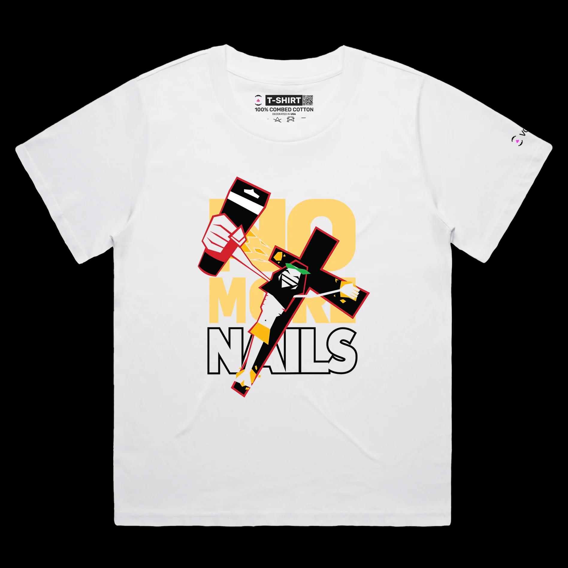 VOICEART White Female Loose Jesus Christ Glued to the Cross Offensive T-Shirt Premium Graphic Design Sarcastic Religio Tee