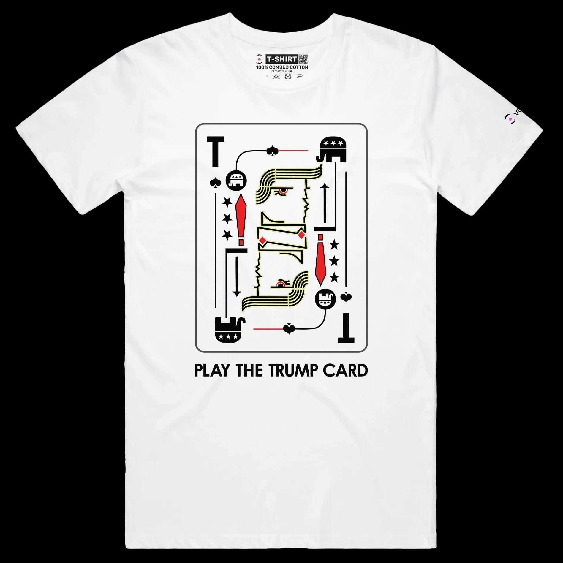 VOICEART White Male Regular Donald Trump Funny Political Shirt Premium Quality Graphic MAGA 2024 Trump Card Tee