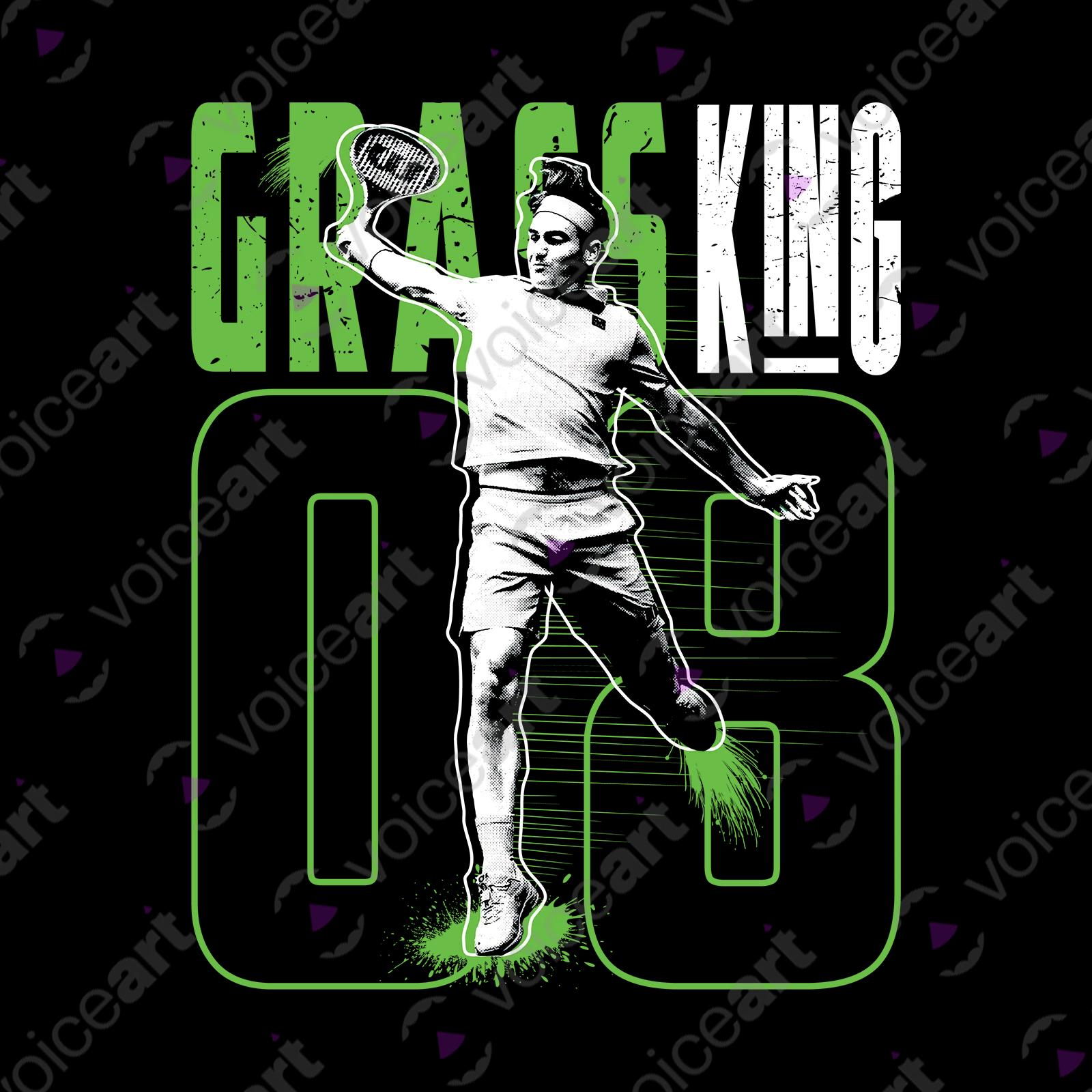 VOICEART Black Watermark Federer The King of Grass Sports Shirt Premium Quality Grand Slam Superstar Tee Tennis Fans