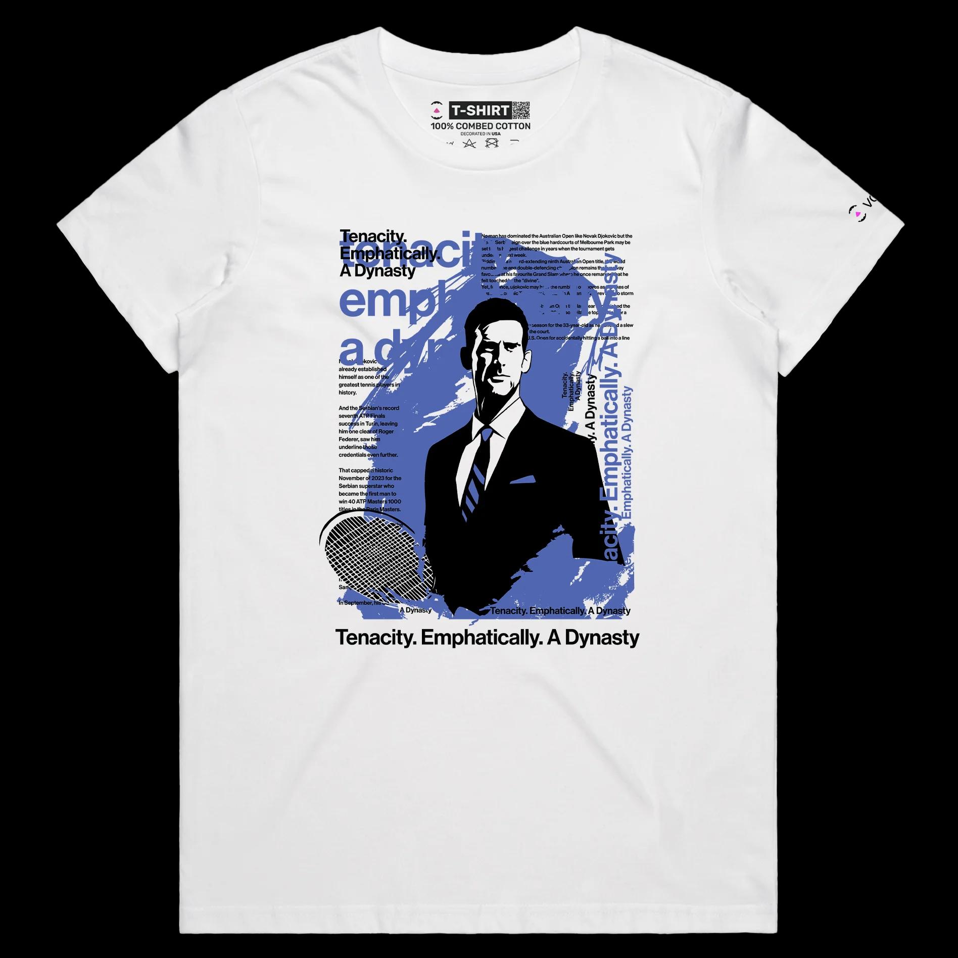 VOICEART White Female Regular The Classy GOAT Djokovic Sports Shirt Premium Graphic Design Own Superstar Tee for Tennis Fans