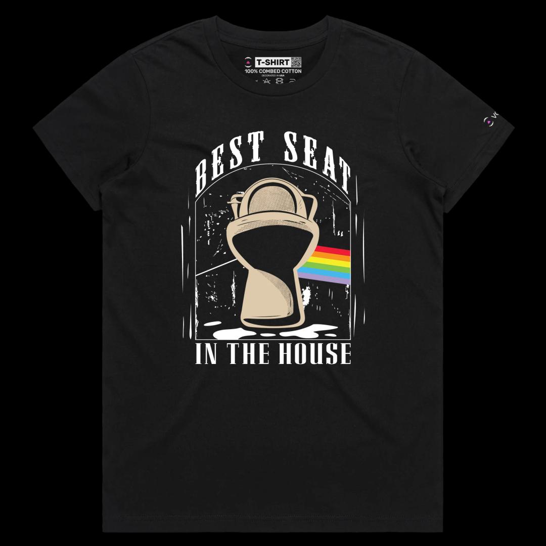 VOICEART Black Female Regular Toilet Seat Funny T-Shirt Premium Quality Graphic Design Throne Of The House Tee with Wordplay
