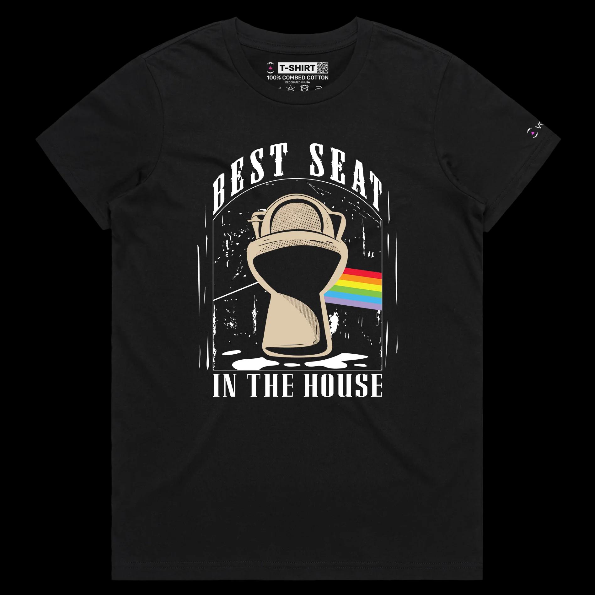 VOICEART Black Female Regular Toilet Seat Funny T-Shirt Premium Quality Graphic Design Throne Of The House Tee with Wordplay