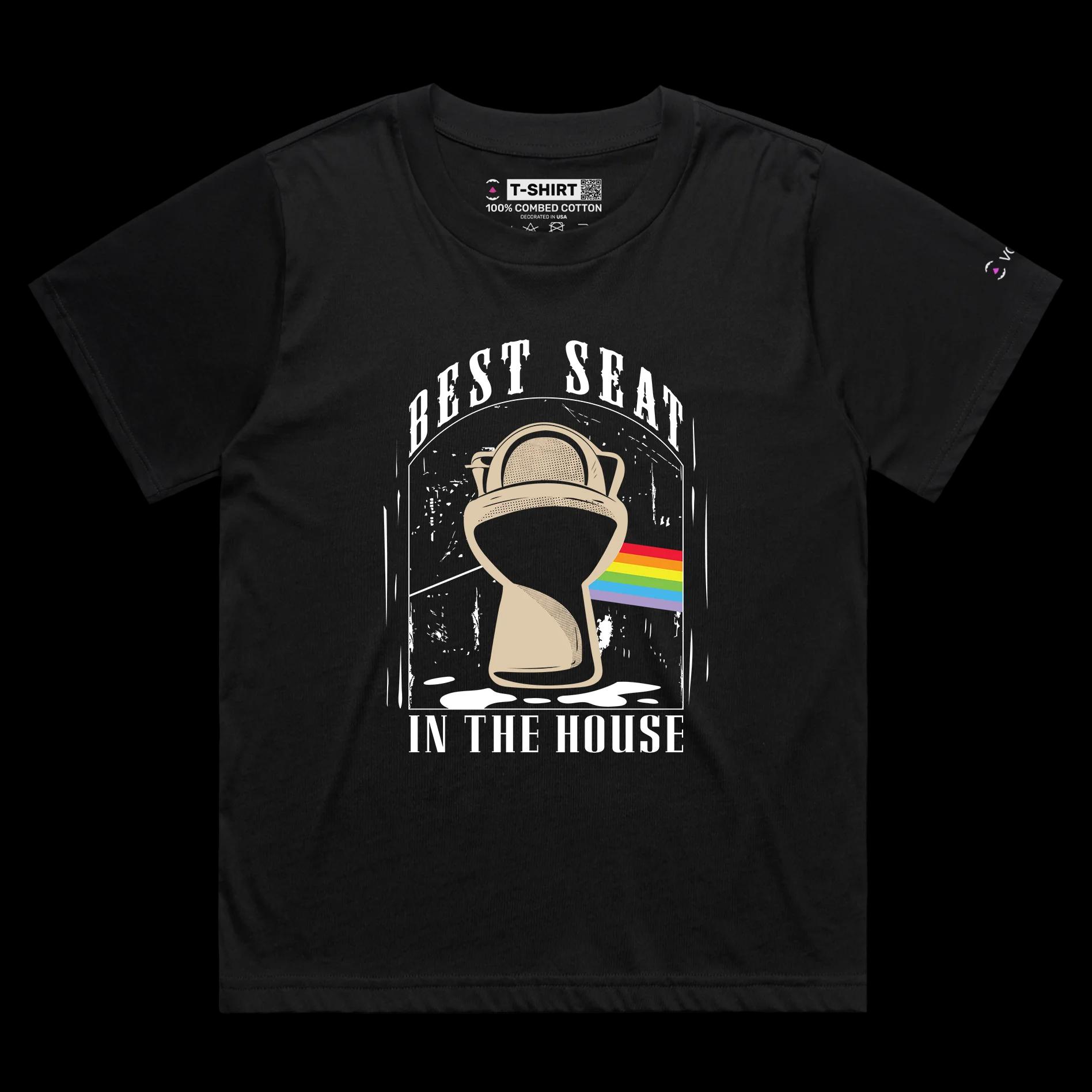 VOICEART Black Female Loose Toilet Seat Funny T-Shirt Premium Quality Graphic Design Throne Of The House Tee with Wordplay