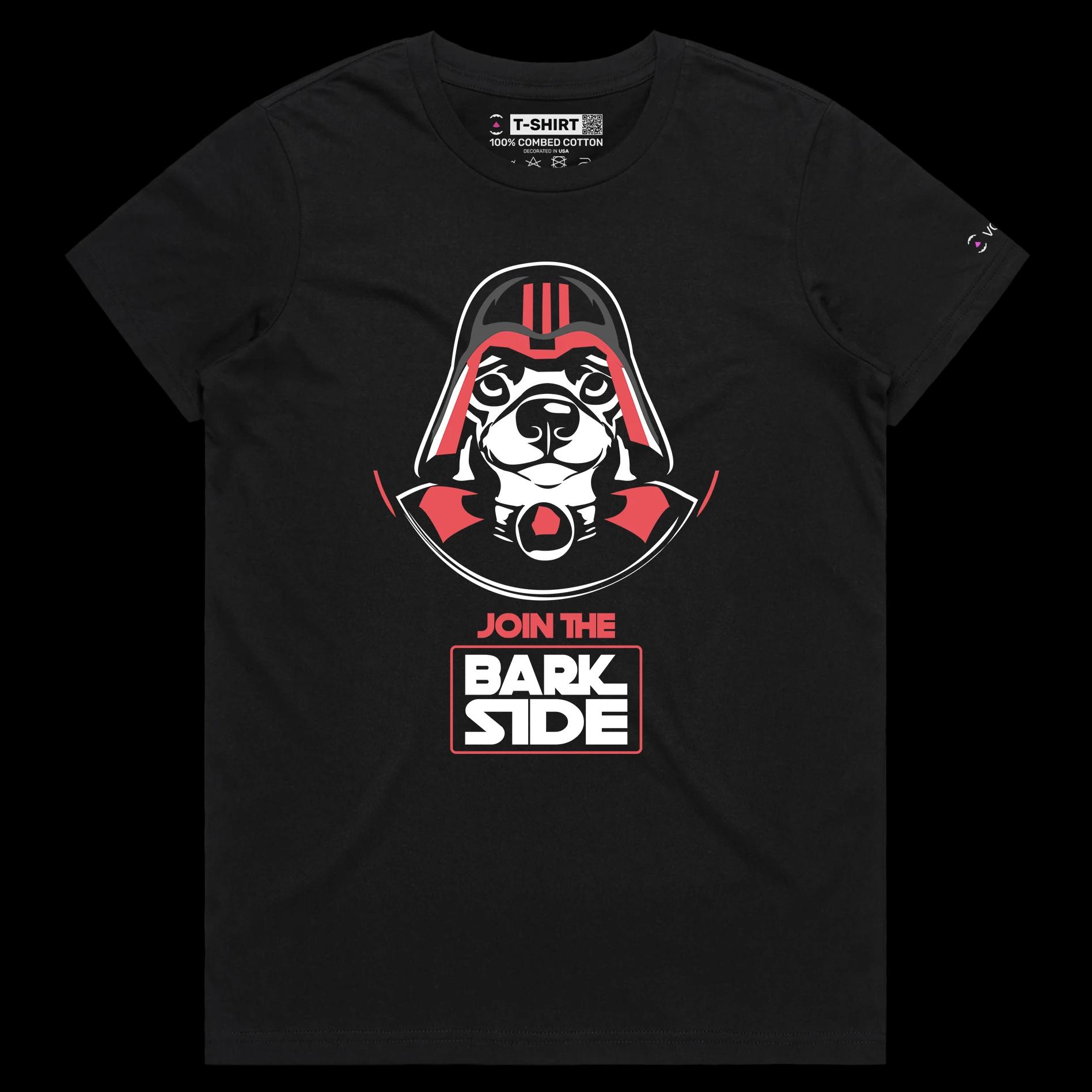 VOICEART Black Female Regular Dog as a Darth Vader Funny Animals shirt Graphic Movie Character Wordplay Tee for Pet Owners