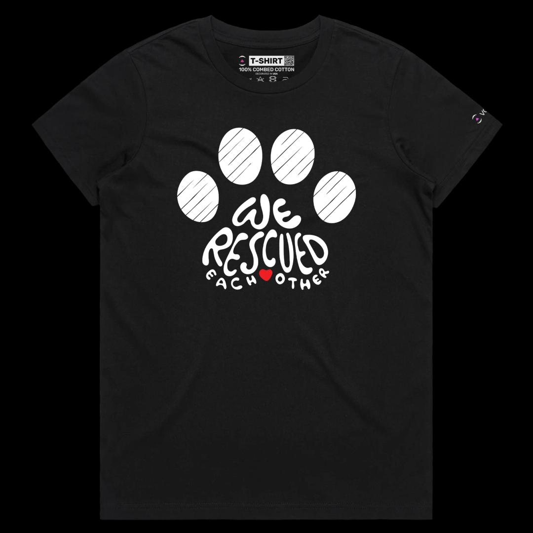 VOICEART Black Female Regular Dogs and Cats Rescue and Adoption T-Shirt with Premium Quality Graphic Design Animal Tee v1