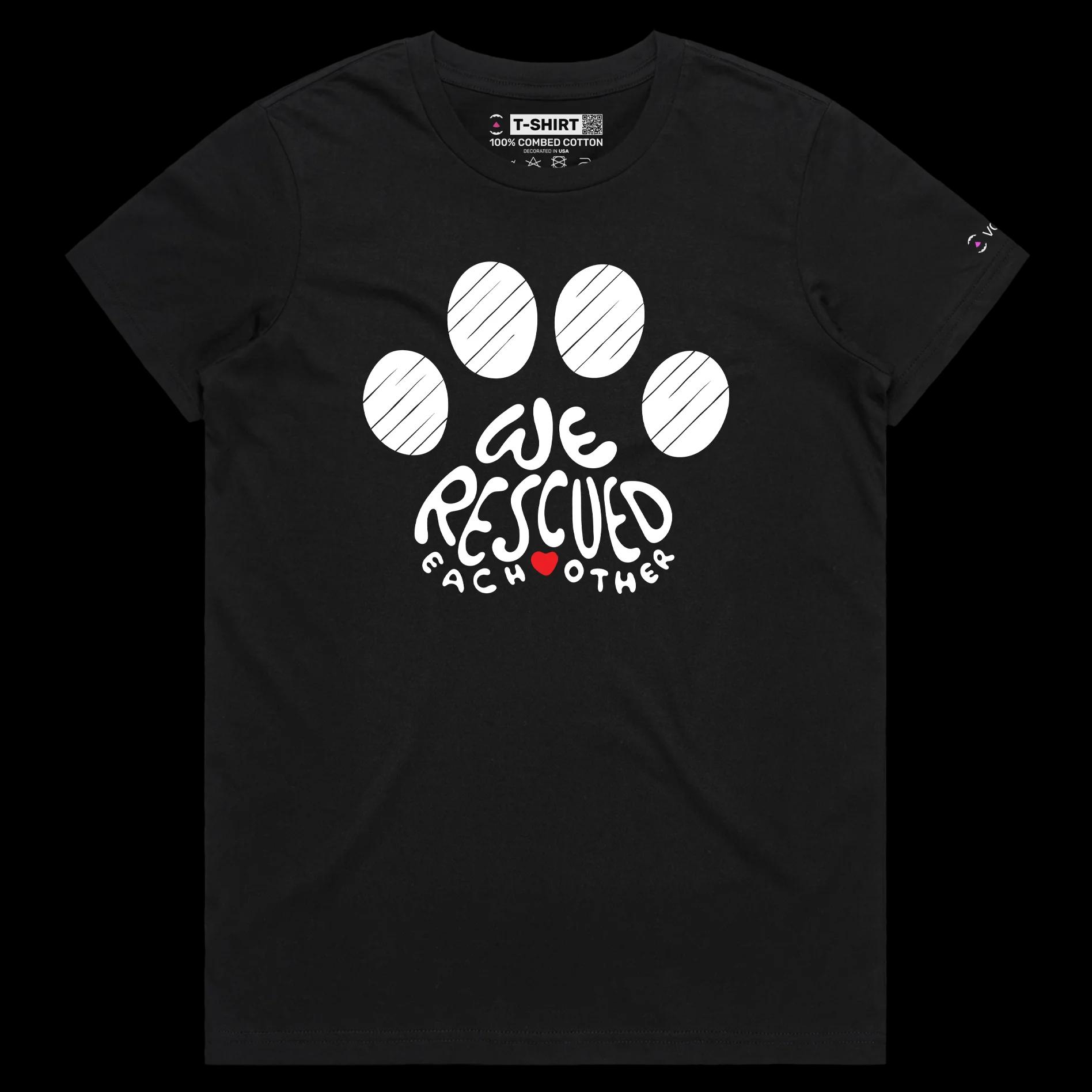 VOICEART Black Female Regular Dogs and Cats Rescue and Adoption T-Shirt with Premium Quality Graphic Design Animal Tee v1