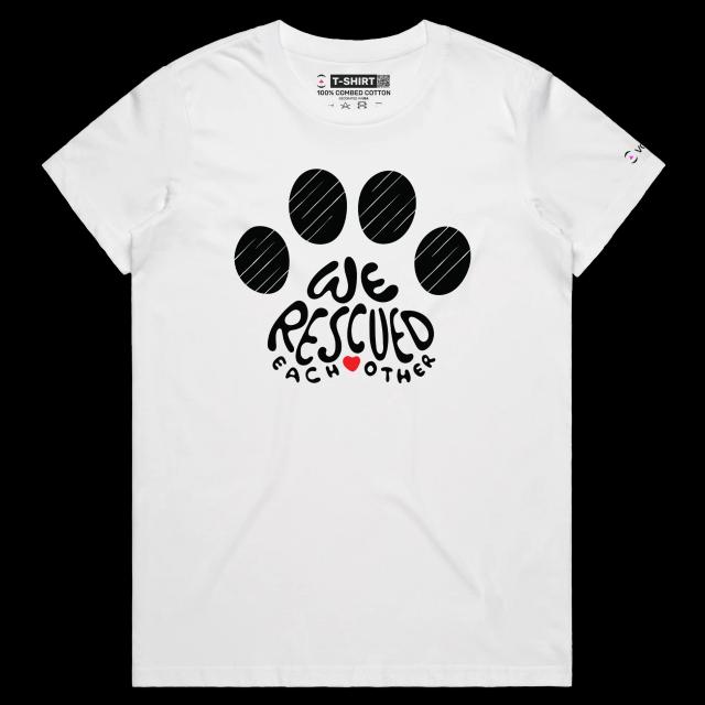 VOICEART White Female Regular Dogs and Cats Rescue and Adoption T-Shirt with Premium Quality Graphic Design Animal Tee v1