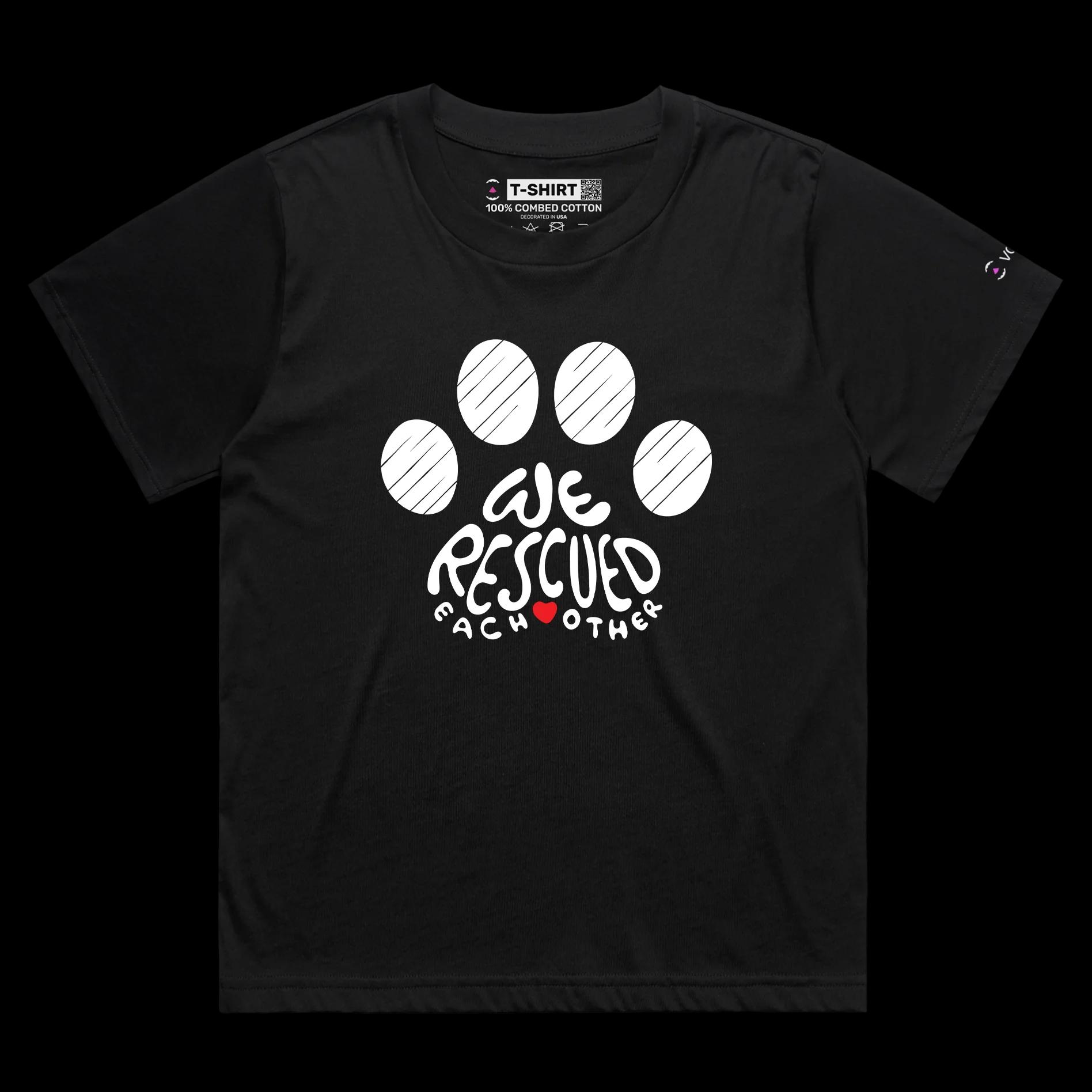 VOICEART Black Female Loose Dogs and Cats Rescue and Adoption T-Shirt with Premium Quality Graphic Design Animal Tee v1