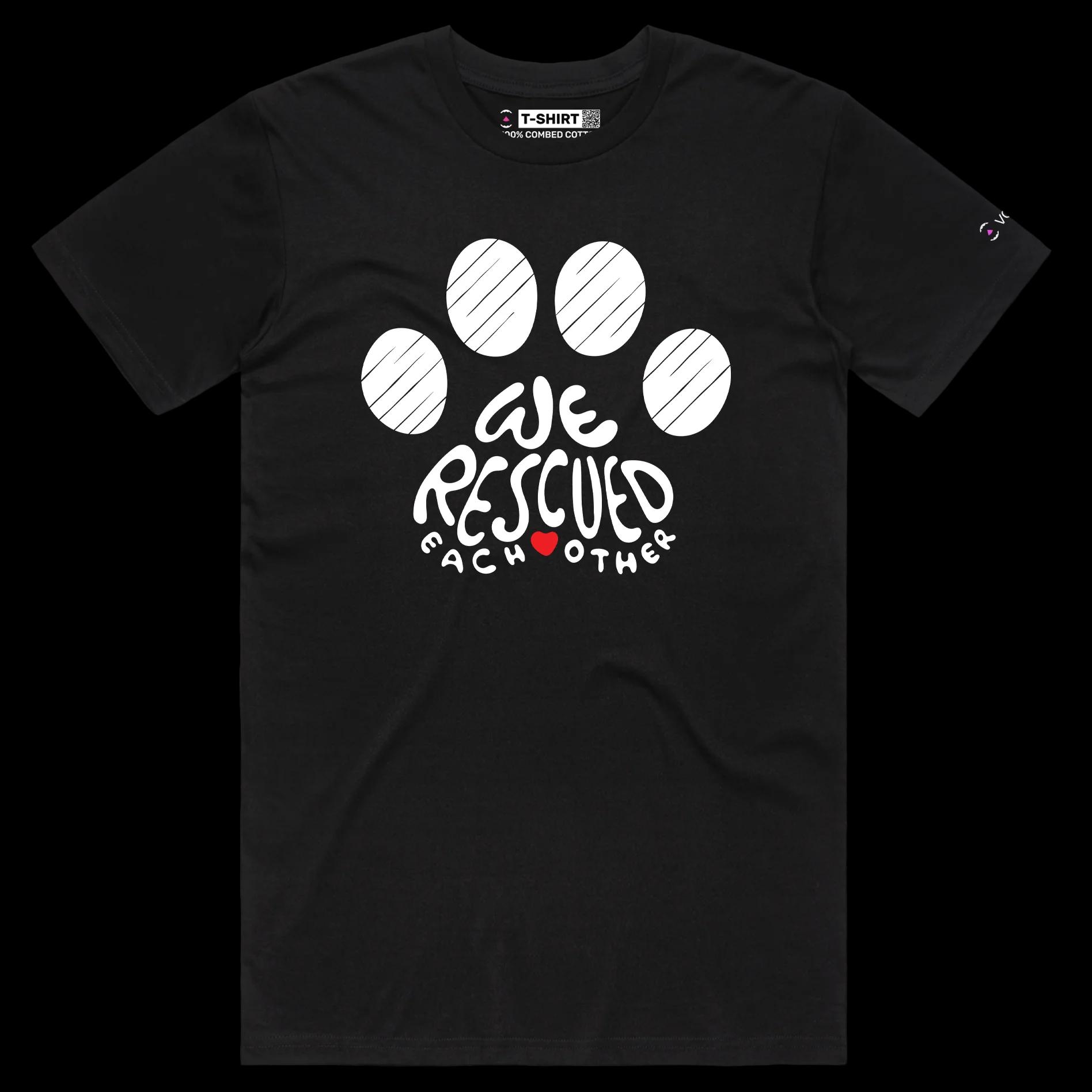 VOICEART Black Male Regular Dogs and Cats Rescue and Adoption T-Shirt with Premium Quality Graphic Design Animal Tee v1