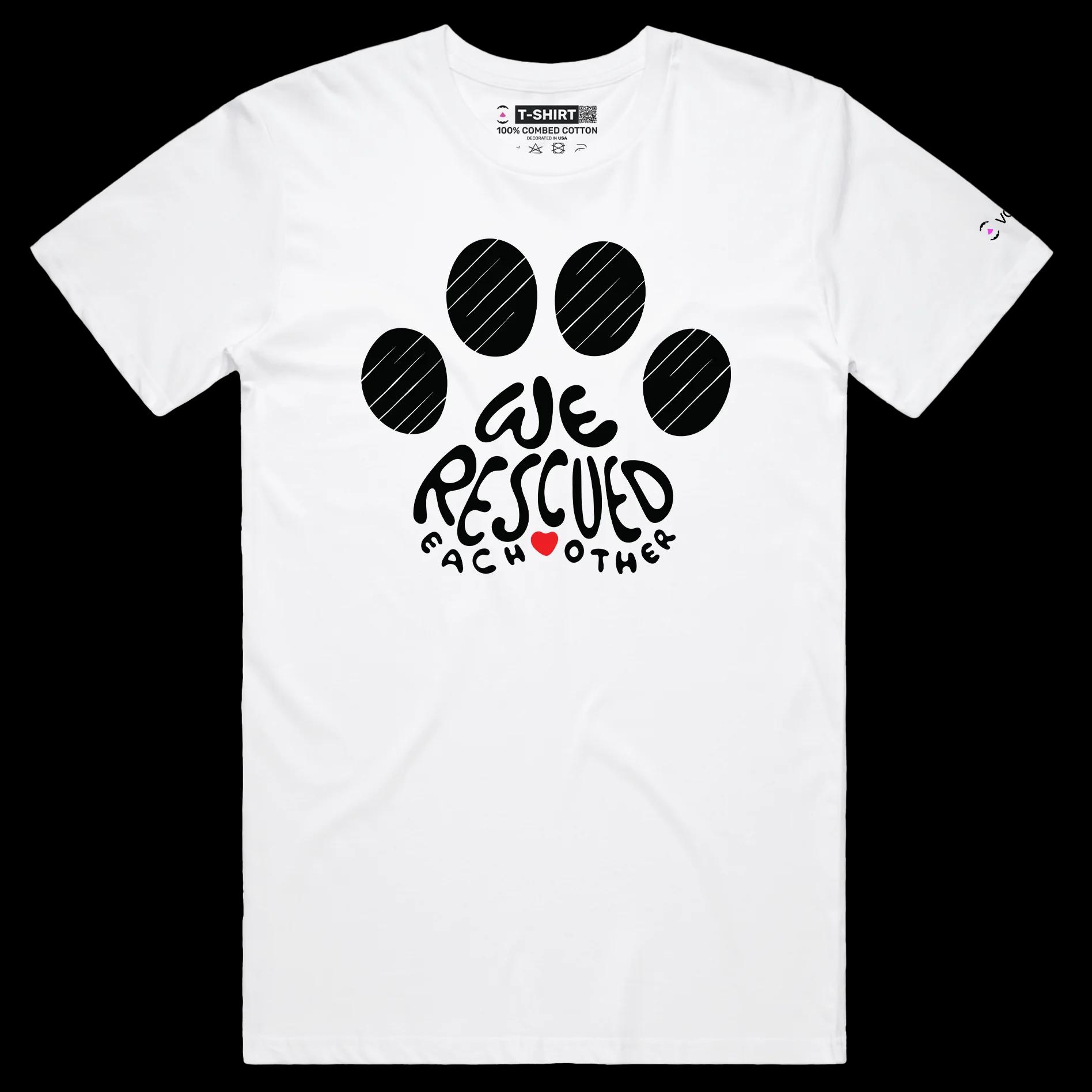 VOICEART White Male Regular Dogs and Cats Rescue and Adoption T-Shirt with Premium Quality Graphic Design Animal Tee v1