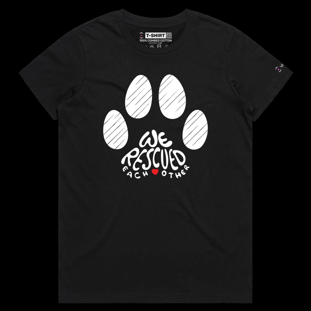 VOICEART Black Female Regular Dogs and Cats Rescue and Adoption T-Shirt with Premium Quality Graphic Design Animal Tee v2