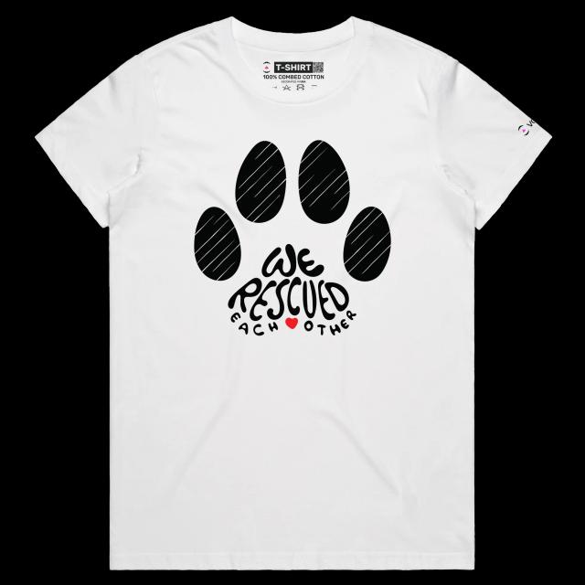 VOICEART White Female Regular Dogs and Cats Rescue and Adoption T-Shirt with Premium Quality Graphic Design Animal Tee v2