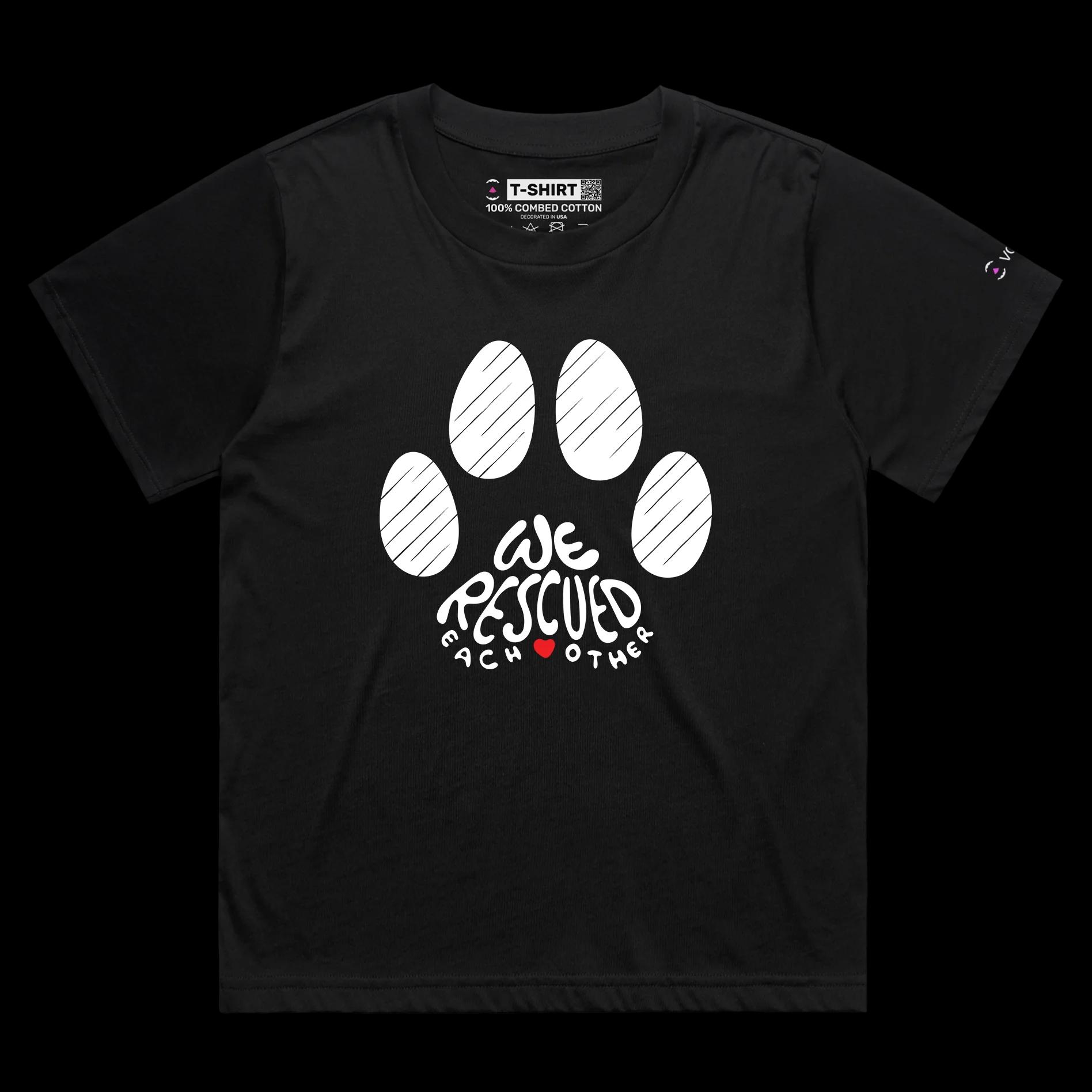 VOICEART White Female Loose Dogs and Cats Rescue and Adoption T-Shirt with Premium Quality Graphic Design Animal Tee v2