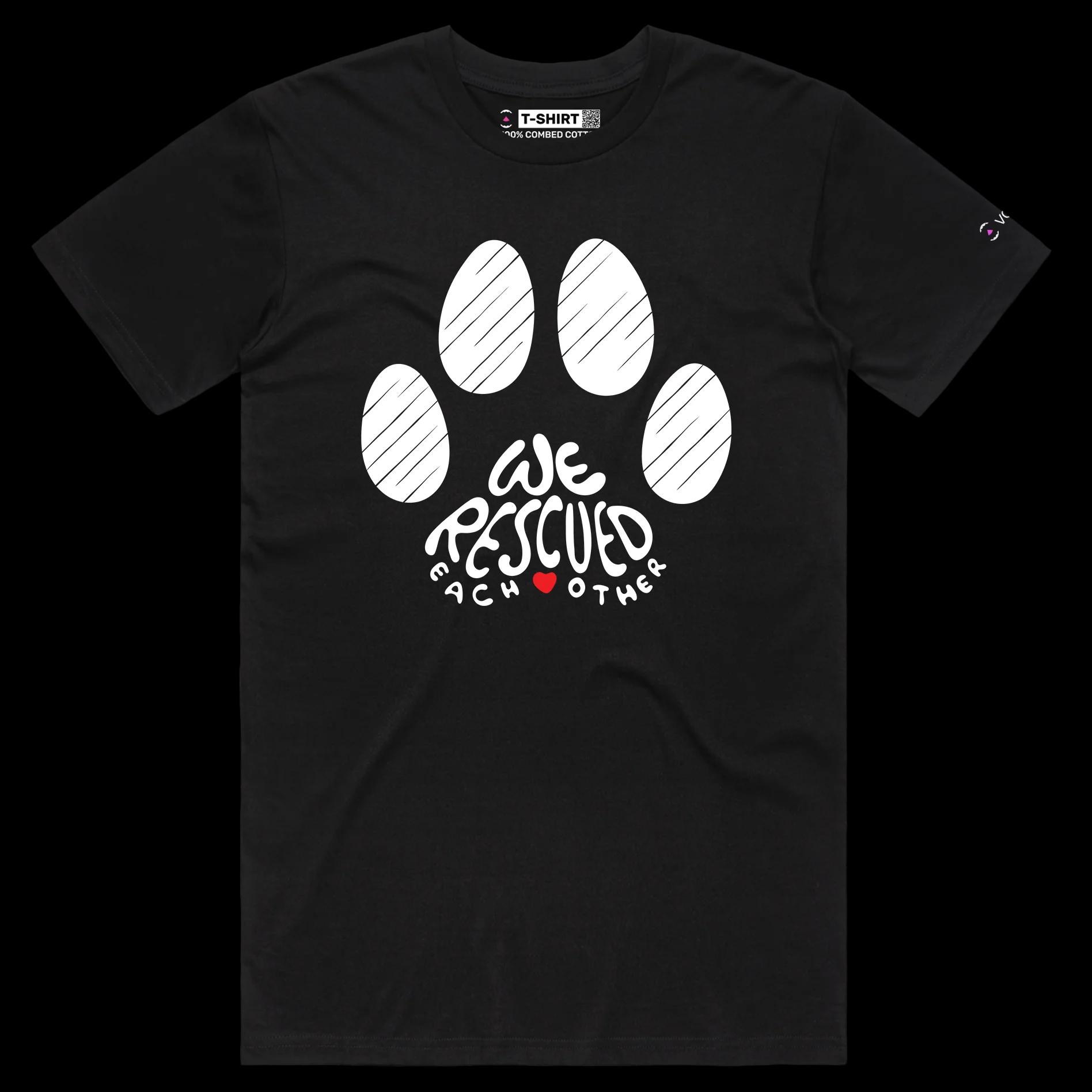 VOICEART Black Male Regular Dogs and Cats Rescue and Adoption T-Shirt with Premium Quality Graphic Design Animal Tee v2