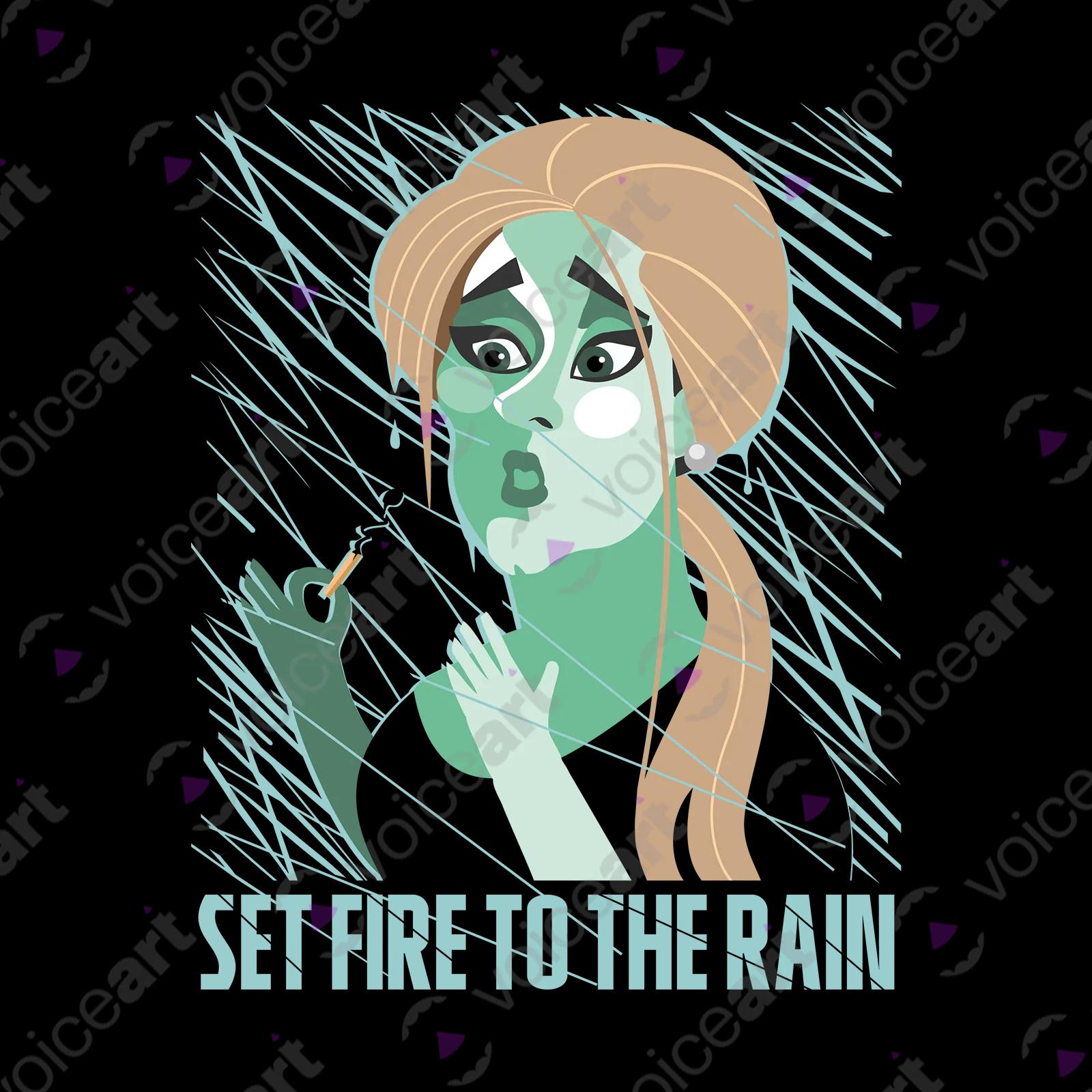 VOICEART Black Watermark Adele Holding Matchstick in the Rain Funny T-Shirt with Premium Graphic Popular Musician Tee