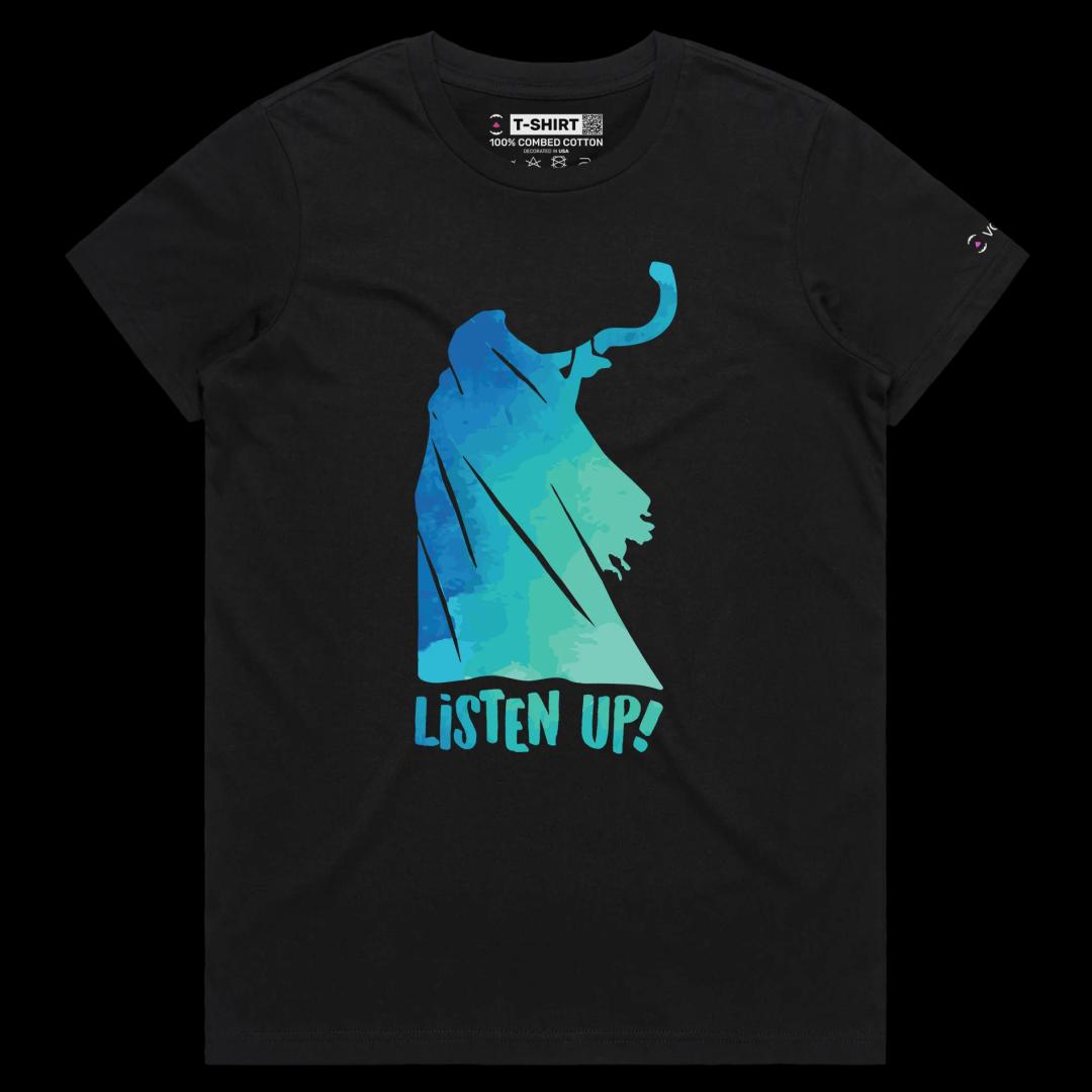VOICEART Black Female Regular Rosh Hashanah Shofar Historical T-Shirt with Premium Quality Jewish New Year Celebration Tee
