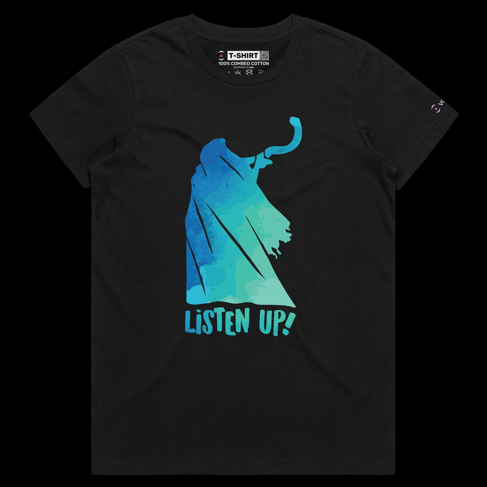 VOICEART Black Female Regular Rosh Hashanah Shofar Historical T-Shirt with Premium Quality Jewish New Year Celebration Tee