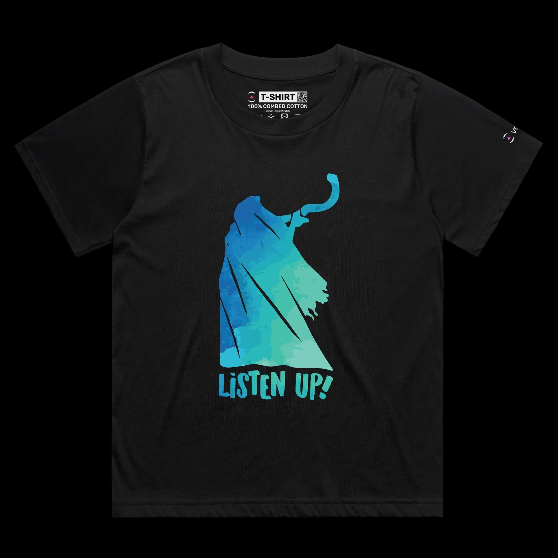 VOICEART Black Female Loose Rosh Hashanah Shofar Historical T-Shirt with Premium Quality Jewish New Year Celebration Tee