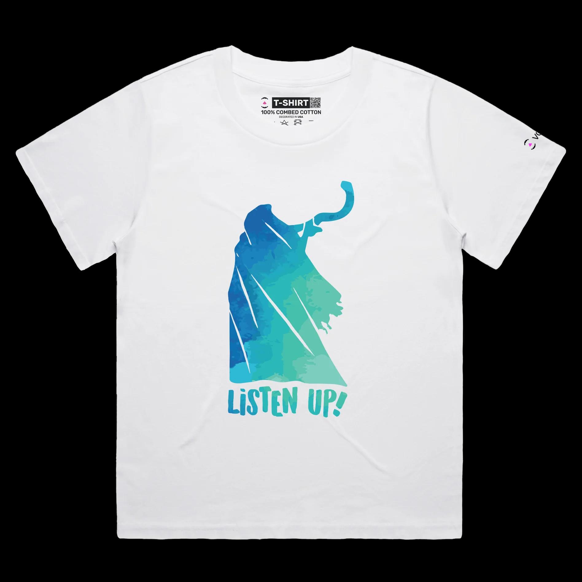 VOICEART White Female Loose Rosh Hashanah Shofar Historical T-Shirt with Premium Quality Jewish New Year Celebration Tee