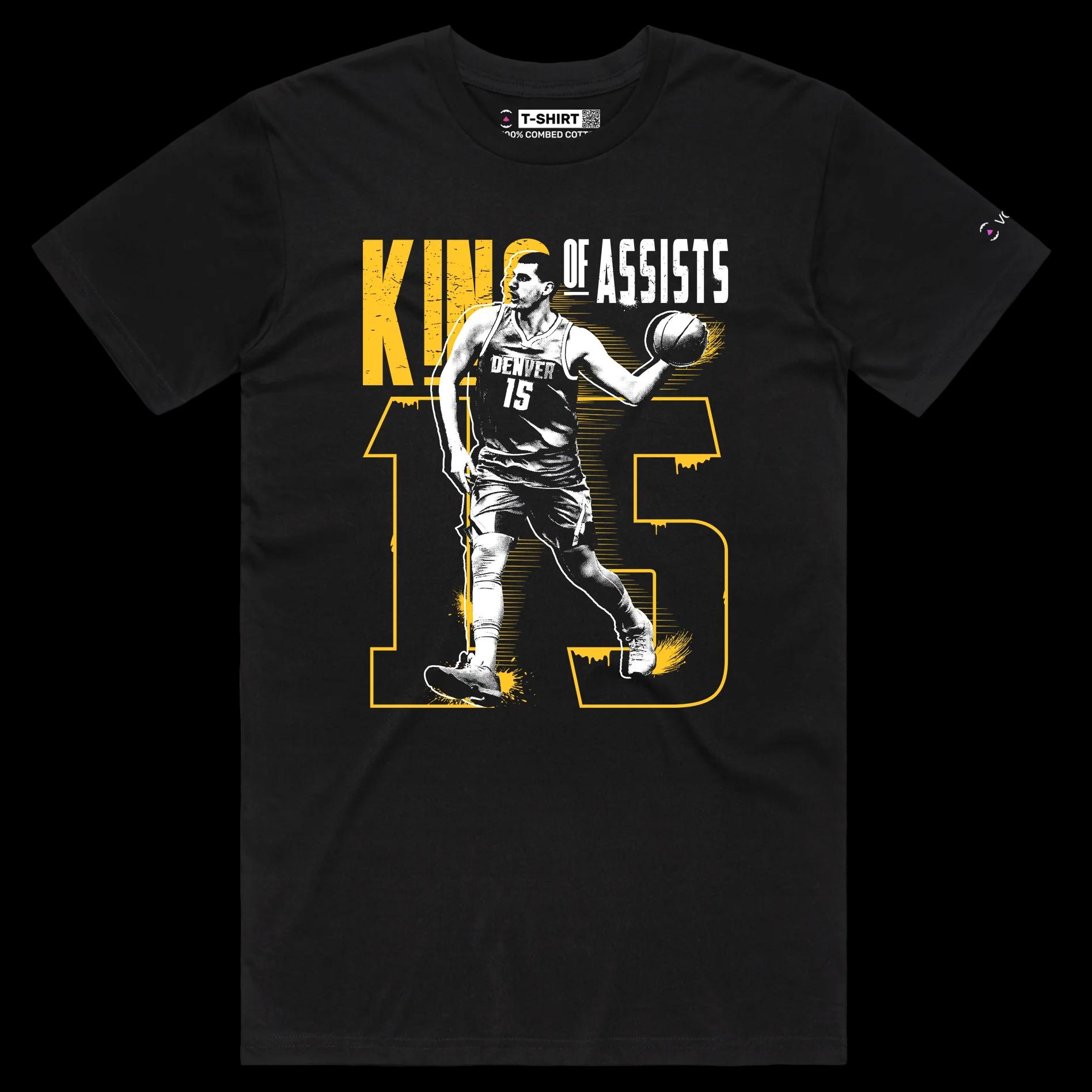 VOICEART Black Male Regular Jokic Premium Shirt High Quality Nuggets Own King of Assists Superstar Tee for Basketball Fans