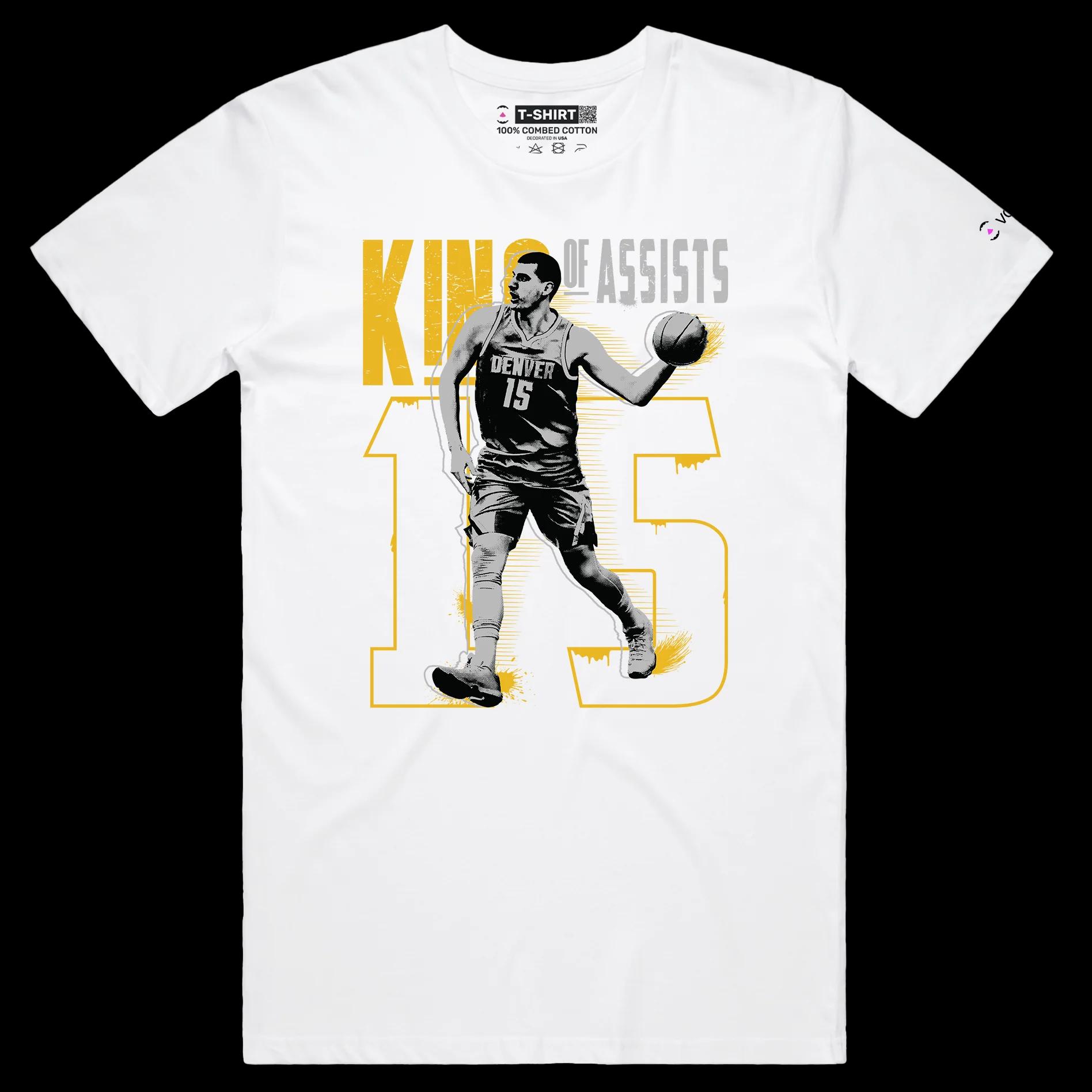 VOICEART White Male Regular Jokic Premium Shirt High Quality Nuggets Own King of Assists Superstar Tee for Basketball Fans
