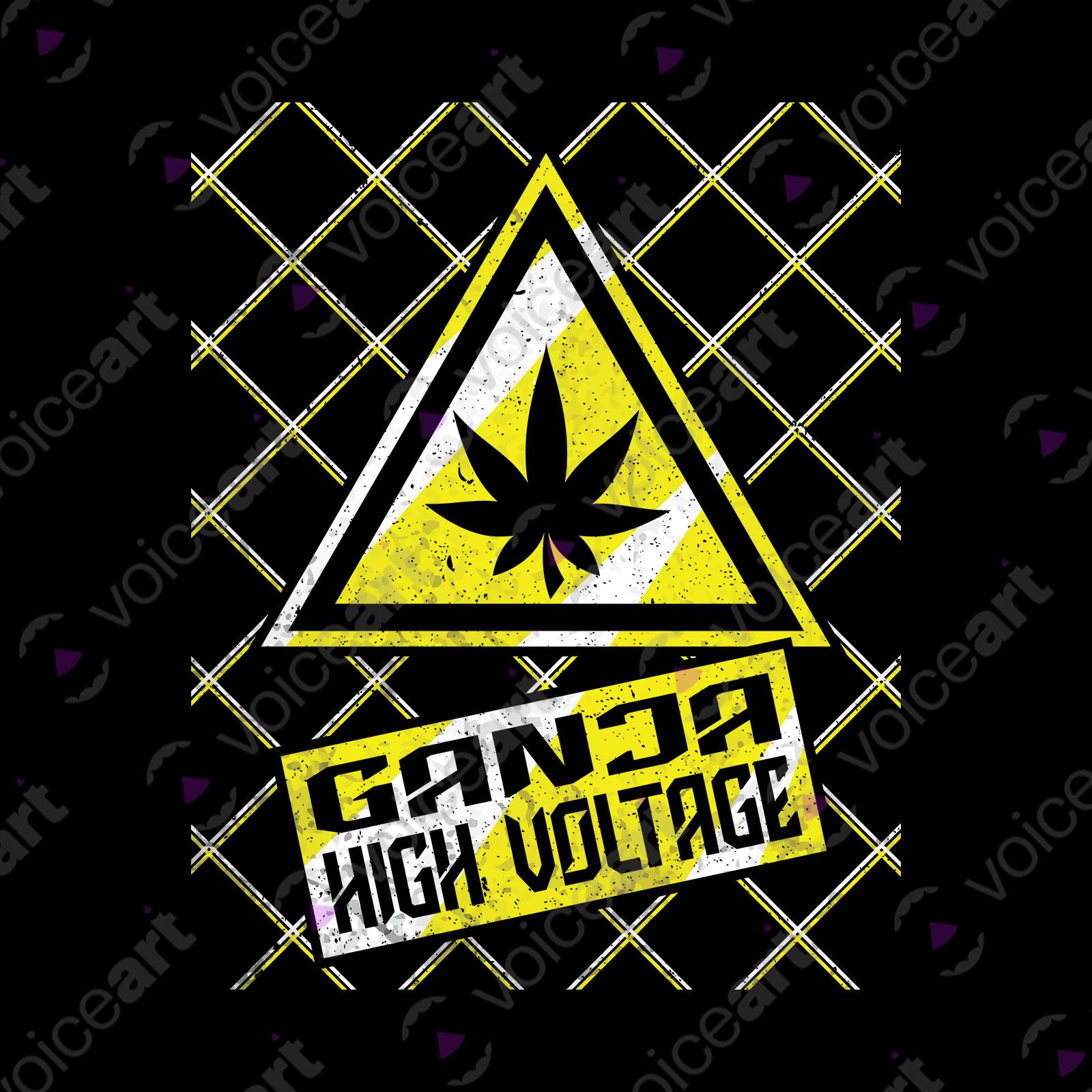 VOICEART Black Watermark High Voltage Ganja Funny Shirt Premium Quality Weed Youth Culture and Lifestyle Wordplay Tee