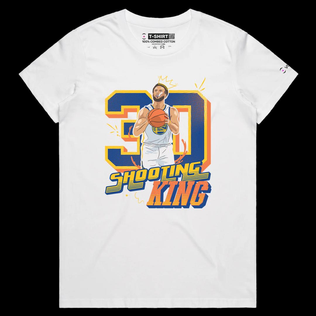 VOICEART White Female Regular Curry The Shooting King Sports Shirt Premium Warriors Three Point GOAT Tee for Basketball Fans