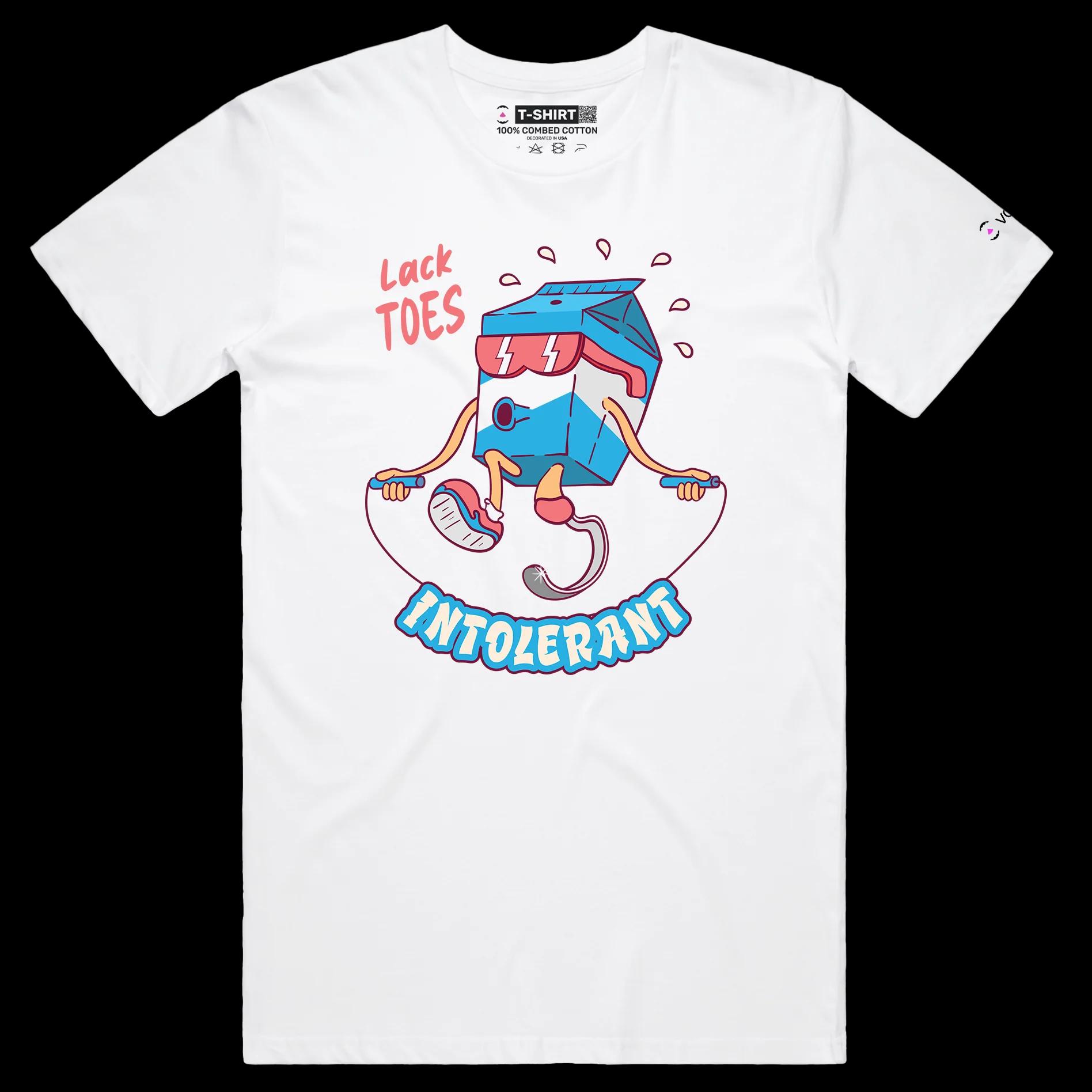 VOICEART White Male Regular Lactose Intolerant Funny tShirt Premium Graphic Design Milk Carton Prosthetic Leg Wordplay Tee