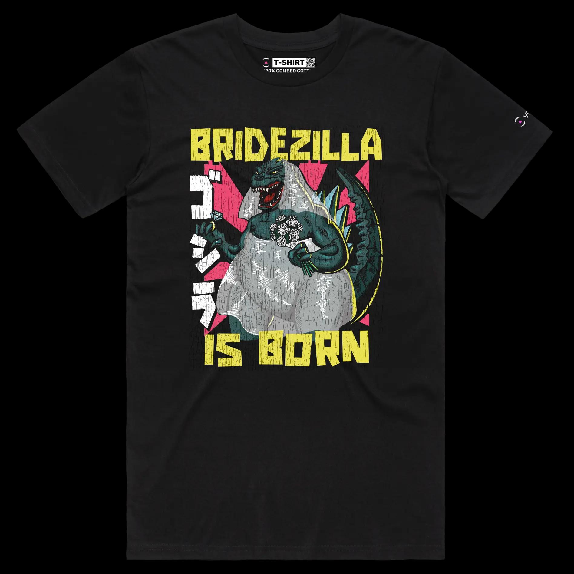 VOICEART Black Male Regular Bridezilla at the Wedding Funny T-Shirt for Couples with Premium Marriage and a Monster Tee
