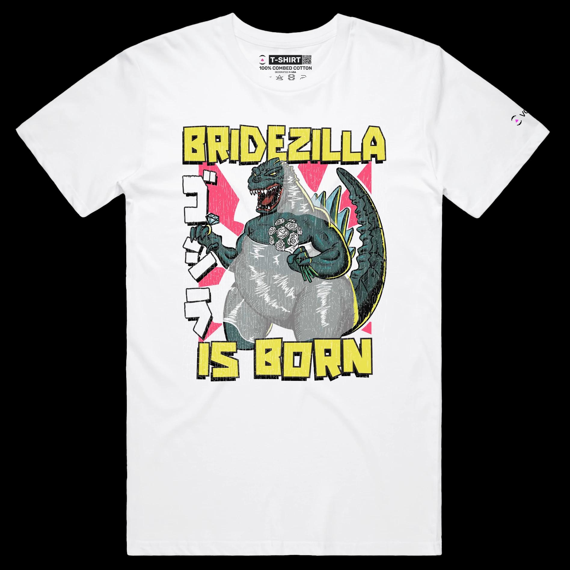 VOICEART White Male Regular Bridezilla at the Wedding Funny T-Shirt for Couples with Premium Marriage and a Monster Tee