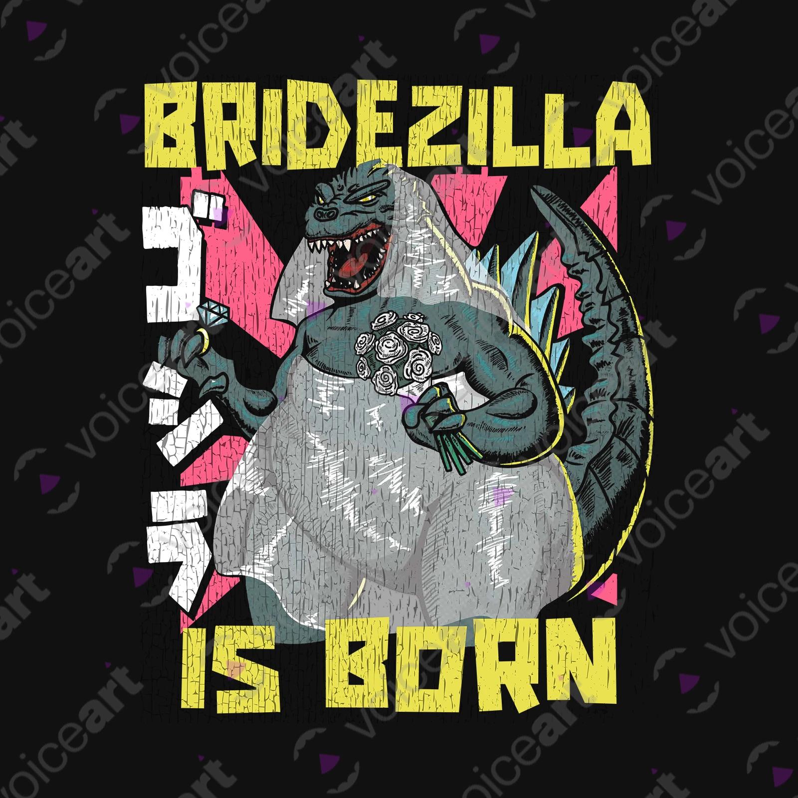 VOICEART Black Watermark Bridezilla at the Wedding Funny T-Shirt for Couples with Premium Marriage and a Monster Tee