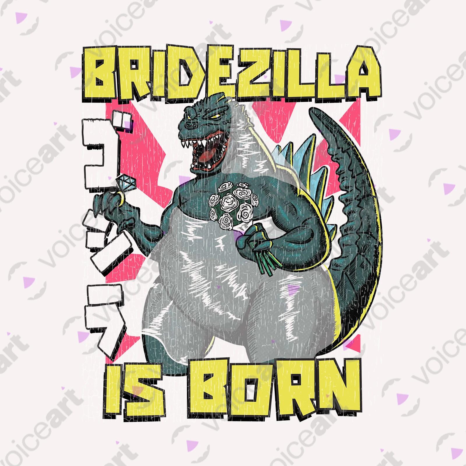 VOICEART White Watermark Bridezilla at the Wedding Funny T-Shirt for Couples with Premium Marriage and a Monster Tee