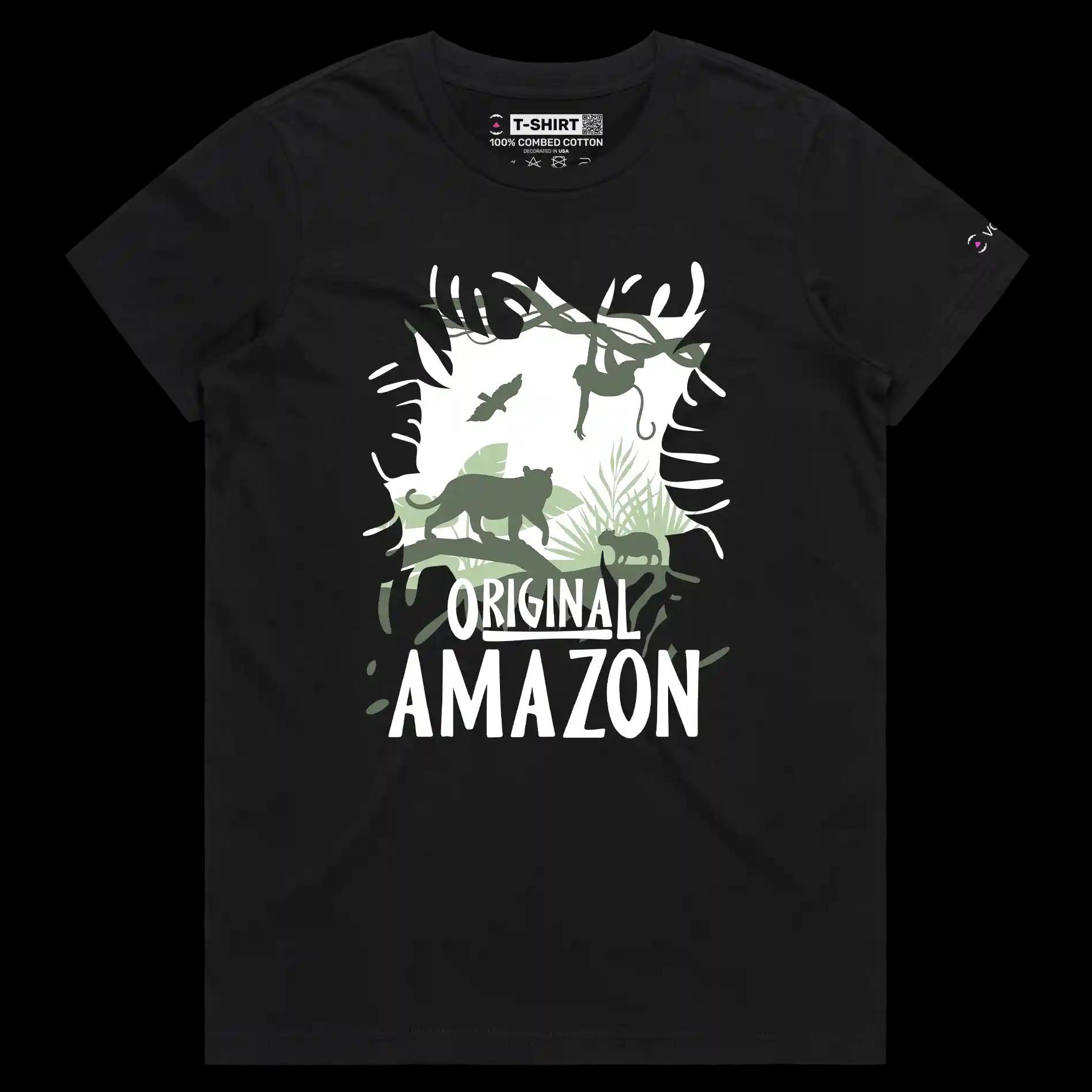 VOICEART Black Female Regular Original Amazon Rainforest Animals T-Shirt Premium Quality Tarzan Movie Themed Tee with Jungle