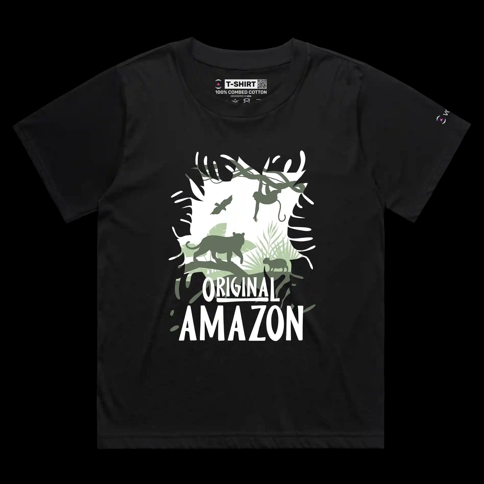VOICEART Black Female Loose Original Amazon Rainforest Animals T-Shirt Premium Quality Tarzan Movie Themed Tee with Jungle