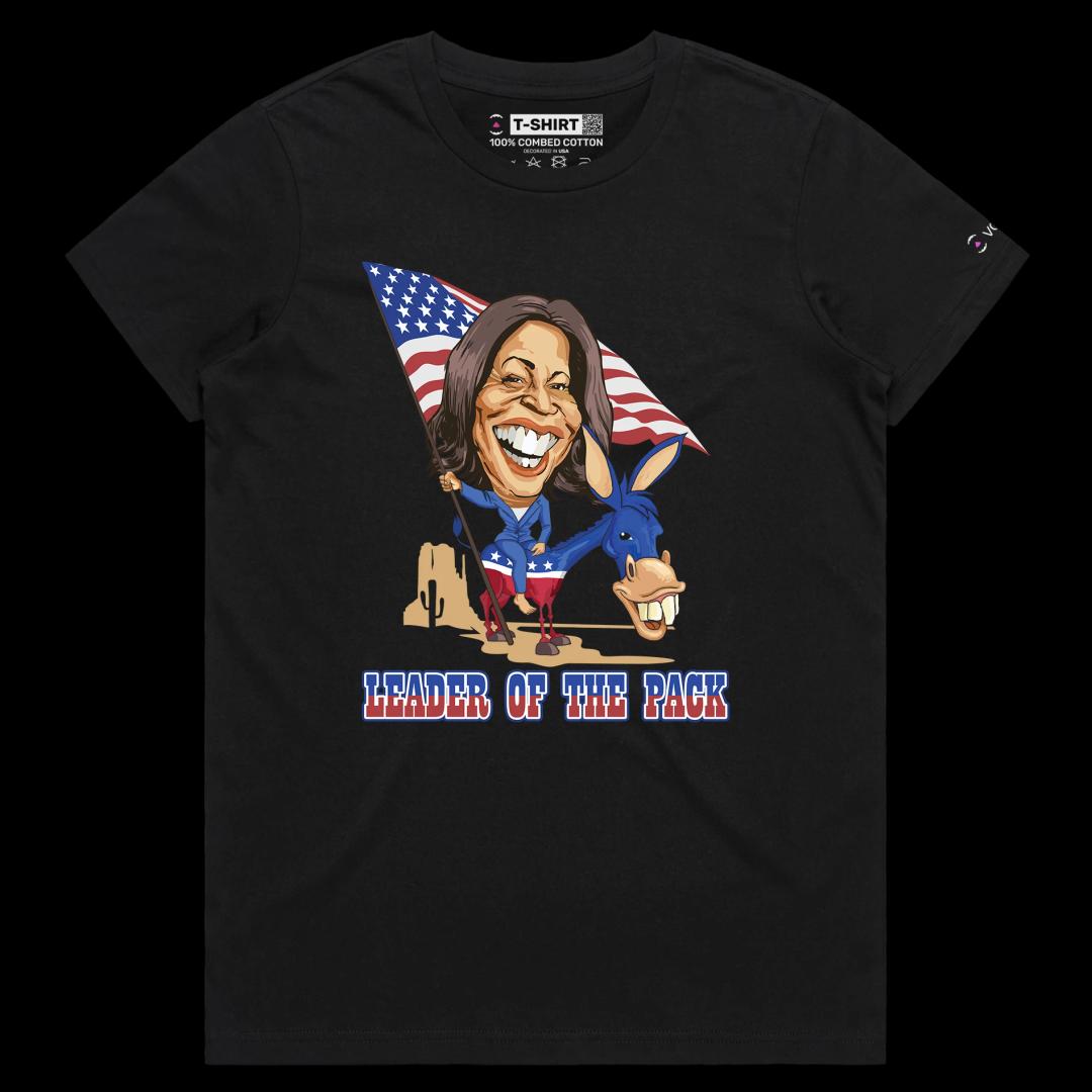 VOICEART Black Female Regular Kamala with an American Flag T-Shirt with Funny Graphic Patriotic Political Elections 2024 Tee