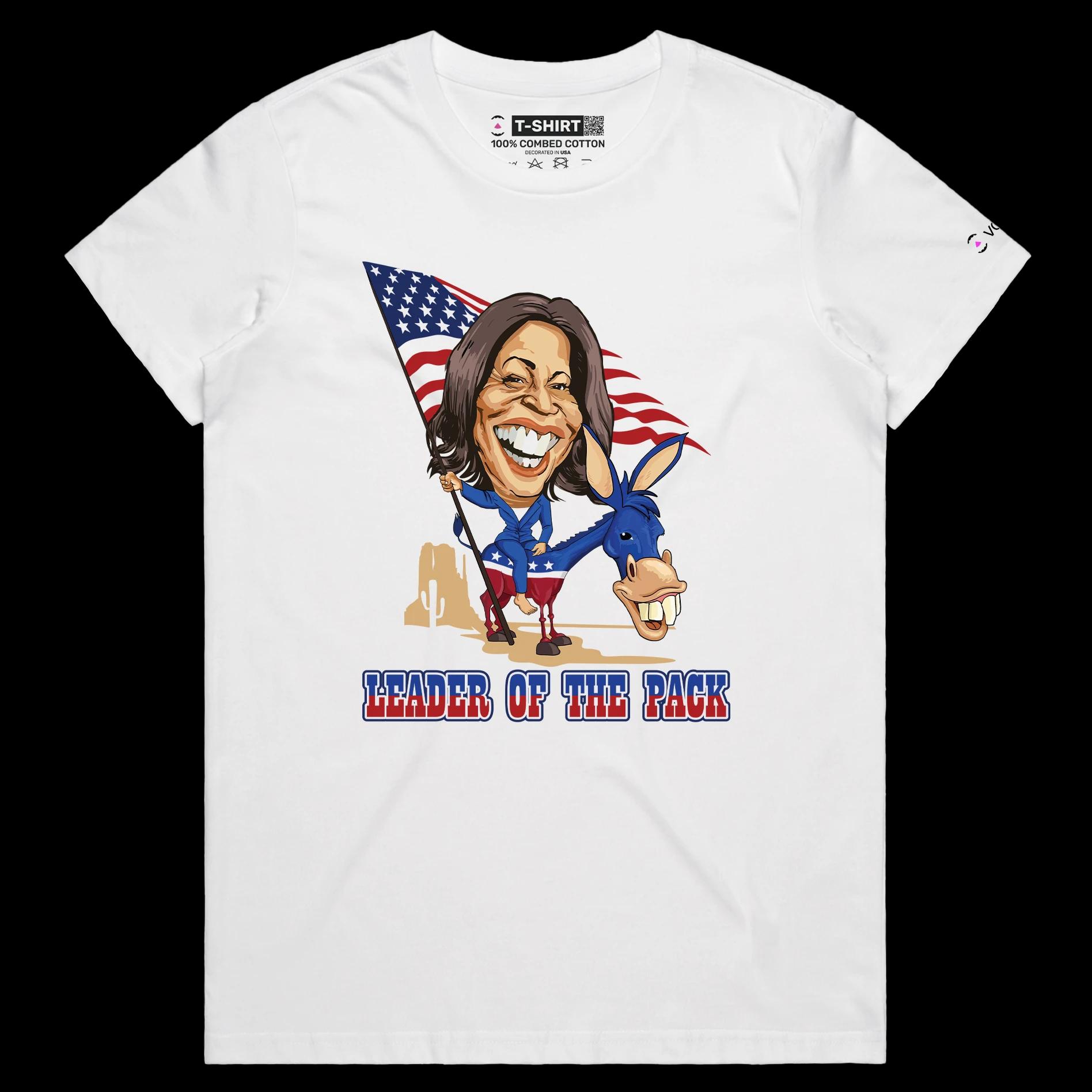 VOICEART White Female Regular Kamala with an American Flag T-Shirt with Funny Graphic Patriotic Political Elections 2024 Tee