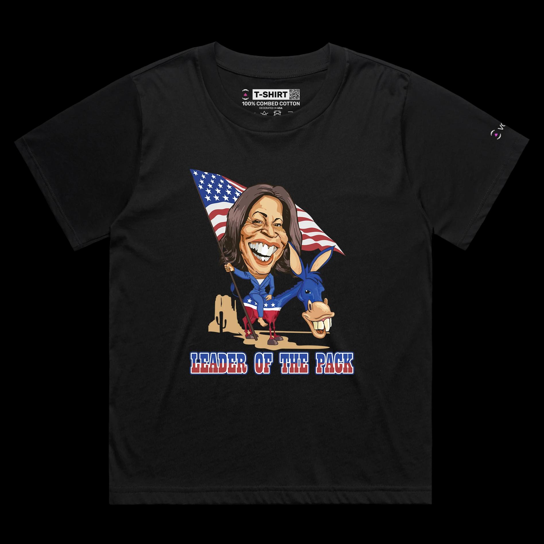 VOICEART Black Female Loose Kamala with an American Flag T-Shirt with Funny Graphic Patriotic Political Elections 2024 Tee