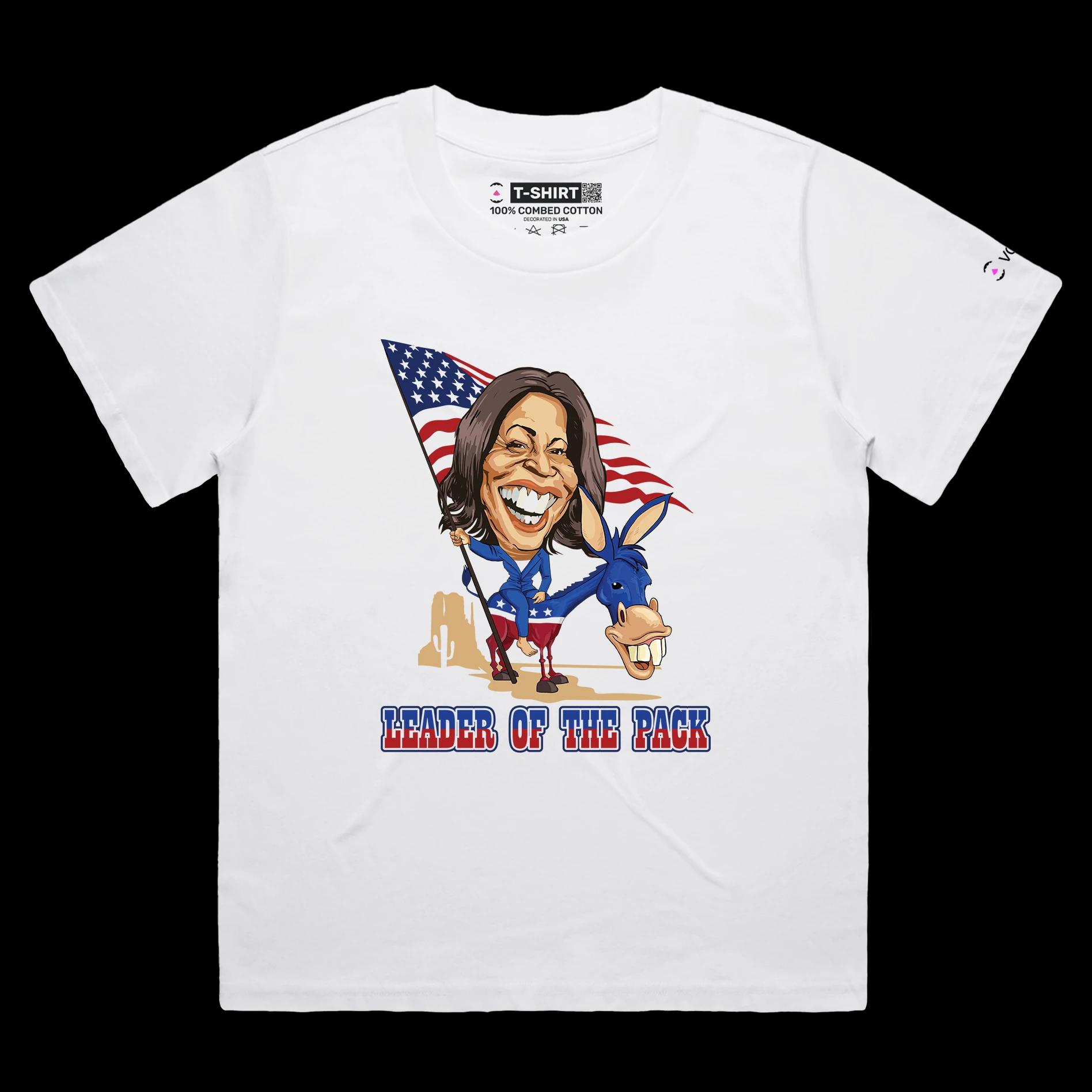 VOICEART White Female Loose Kamala with an American Flag T-Shirt with Funny Graphic Patriotic Political Elections 2024 Tee