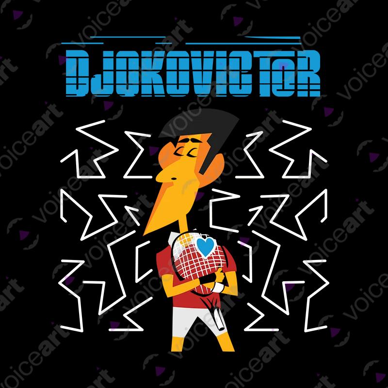 VOICEART Black Watermark Djokovic Hugging the Racket Sports T-Shirt Premium All-Time Great Superstar Tee for Tennis Fans