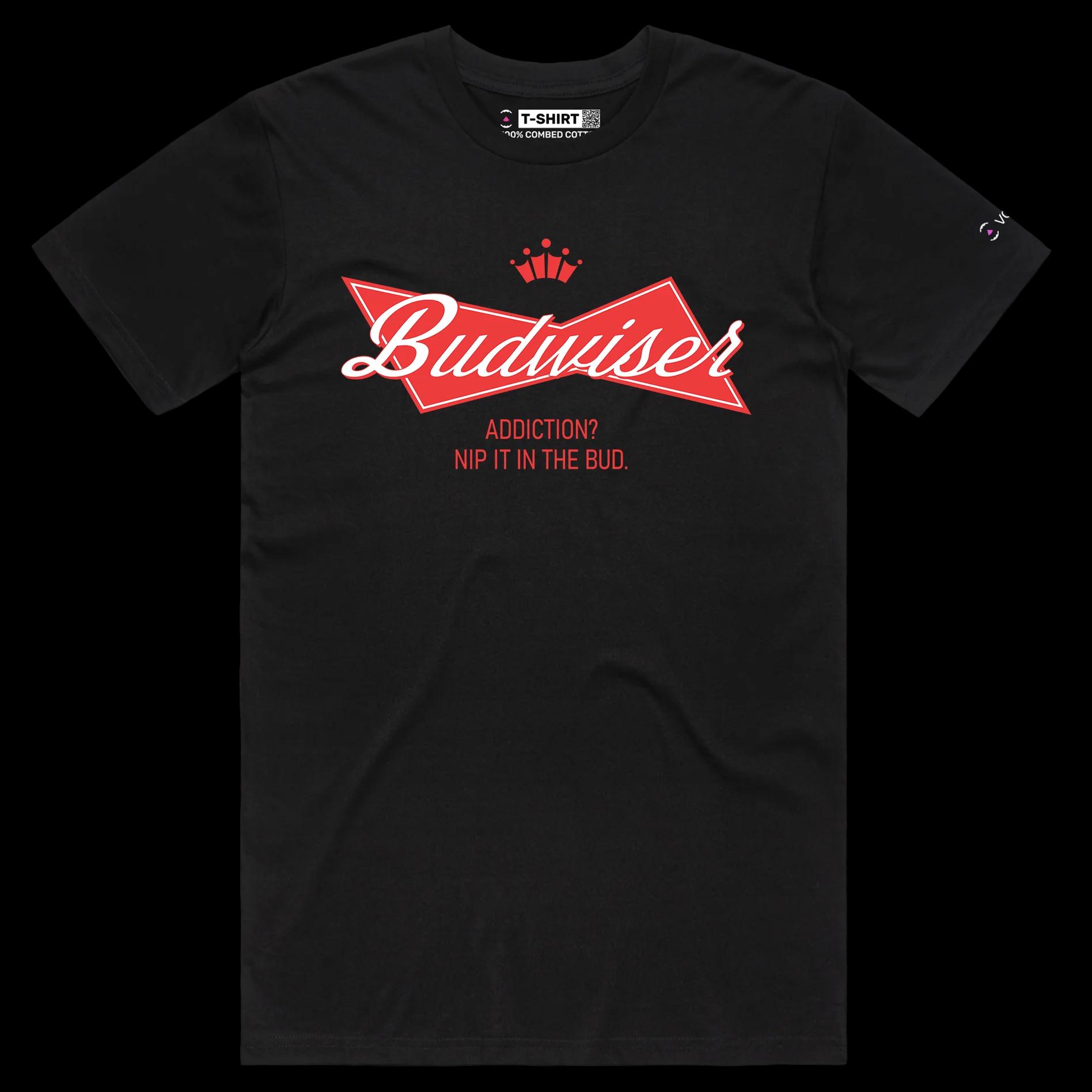 VOICEART Black Male Regular Lager Beer Wordplay T-Shirt with Premium Graphic Design Older and Wiser Alcohol Addiction Tee