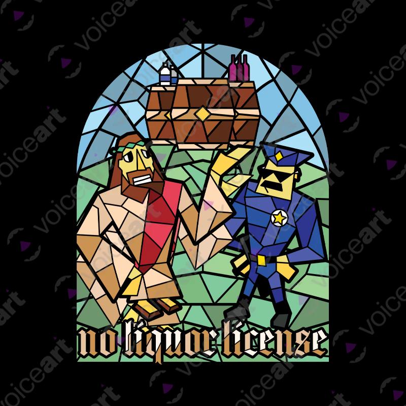 VOICEART Black Watermark Jesus Christ No Liquor Funny Religion T-Shirt Premium Graphic Saviour Water or Wine Tee