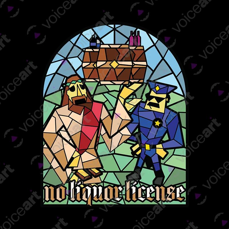 VOICEART White Watermark Jesus Christ No Liquor Funny Religion T-Shirt Premium Graphic Saviour Water or Wine Tee