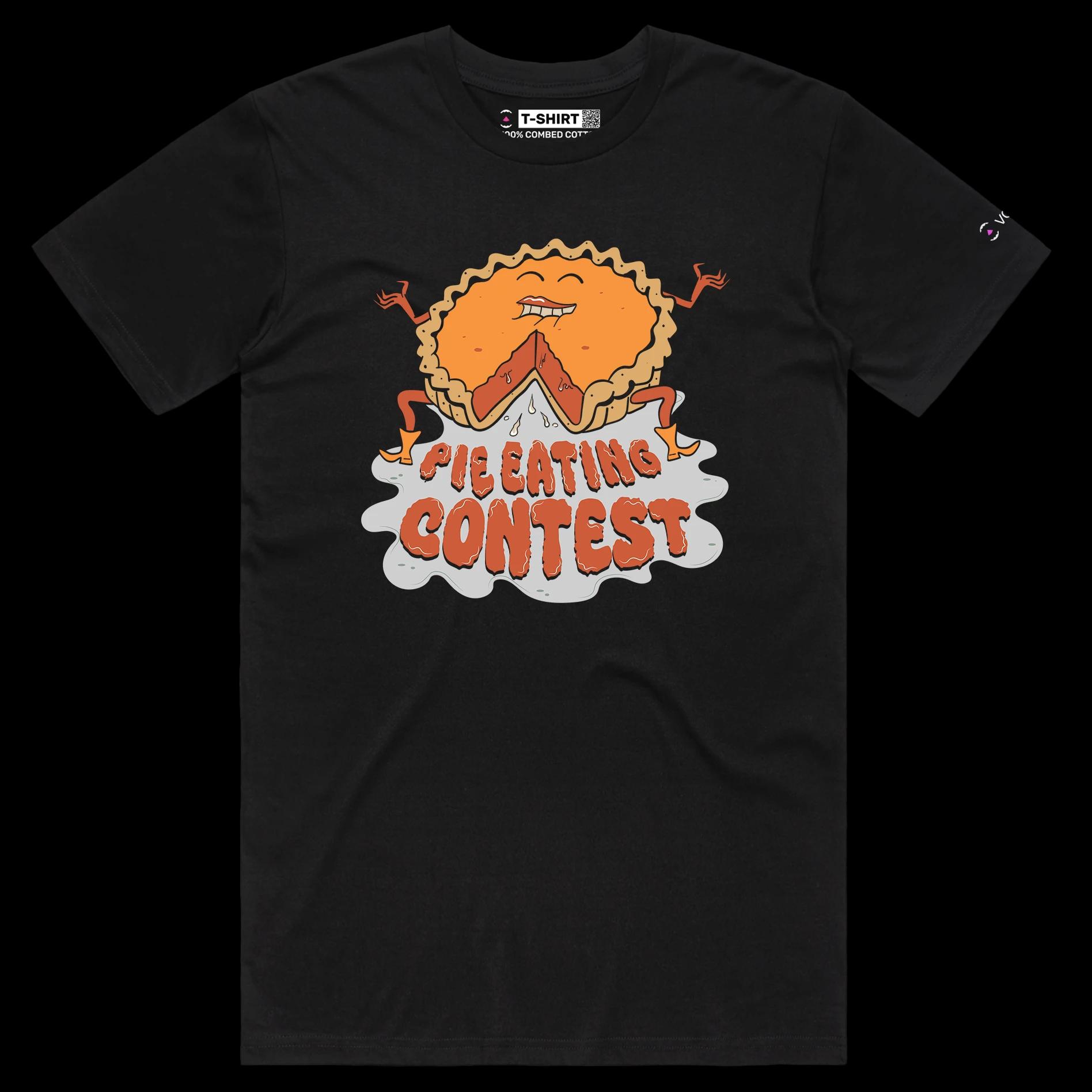 VOICEART Black Male Regular Sexy Pie Eating Funny T-Shirt for Couples Premium Graphic Pumpkin Pie Tee Halloween Pumpkin Pie