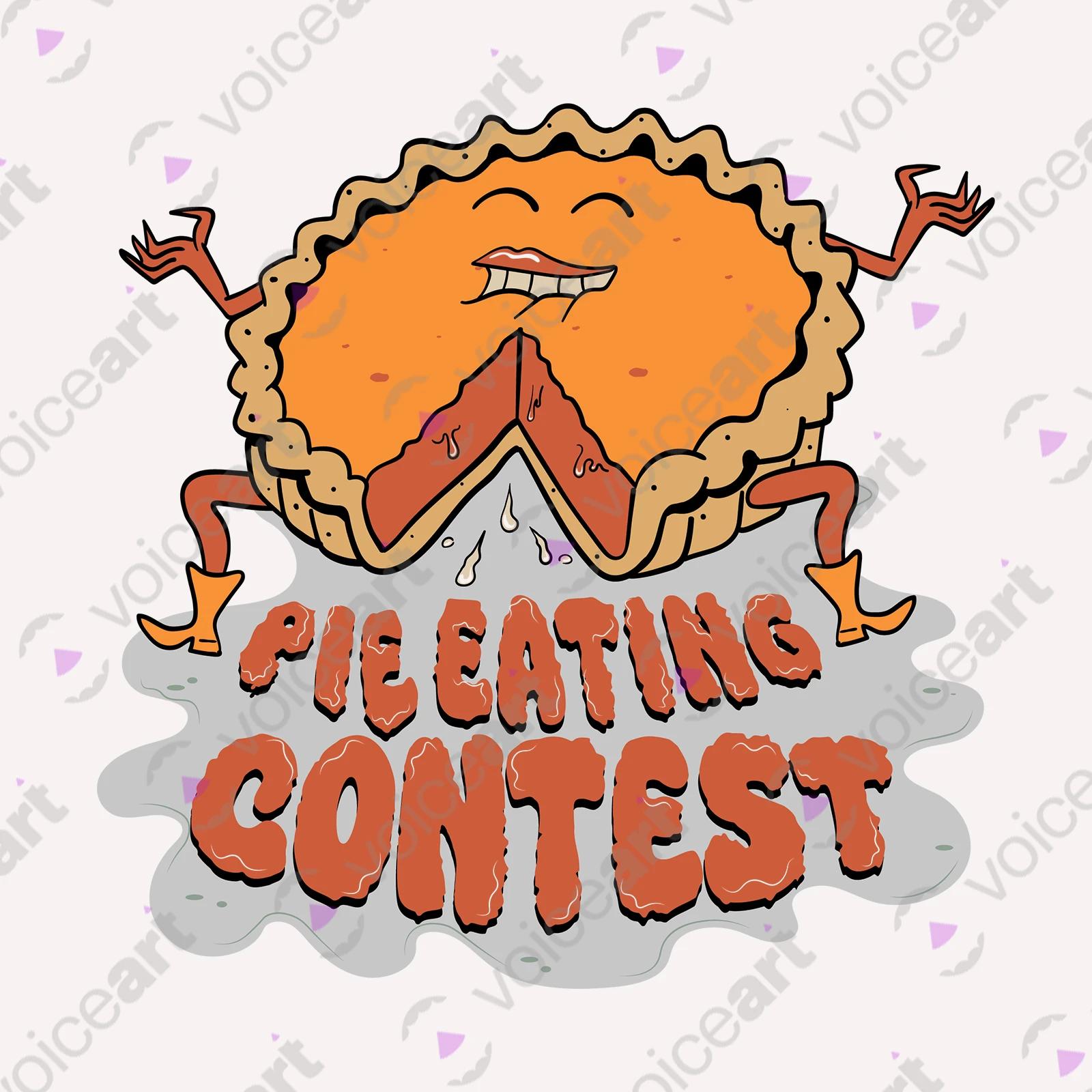 VOICEART White Watermark Sexy Pie Eating Funny T-Shirt for Couples Premium Graphic Pumpkin Pie Tee Halloween Pumpkin Pie