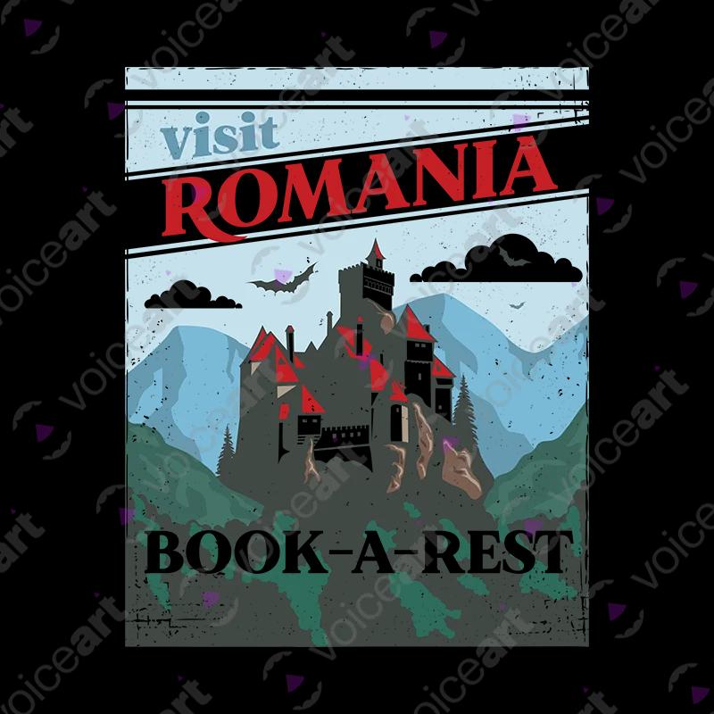 VOICEART White Watermark Transylvanian Medieval Castle Graphic T-Shirt Premium Design Book a Rest in Draculas Home Tee