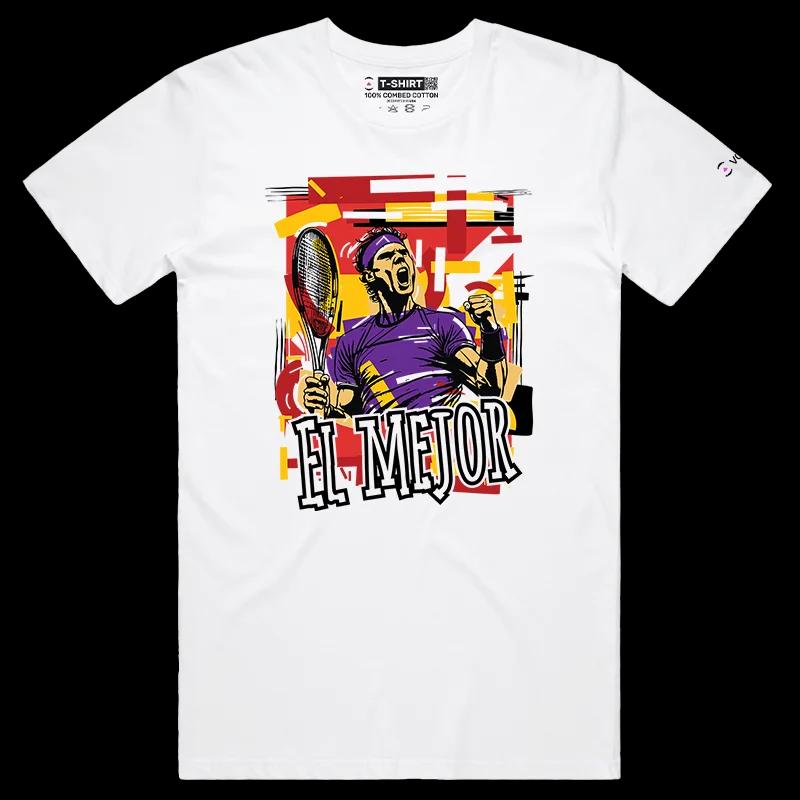 VOICEART White Male Regular Nadal El Mejor Sports Graphic T-Shirt Premium Spanish Tennis Superstar and Olympic Champion Tee