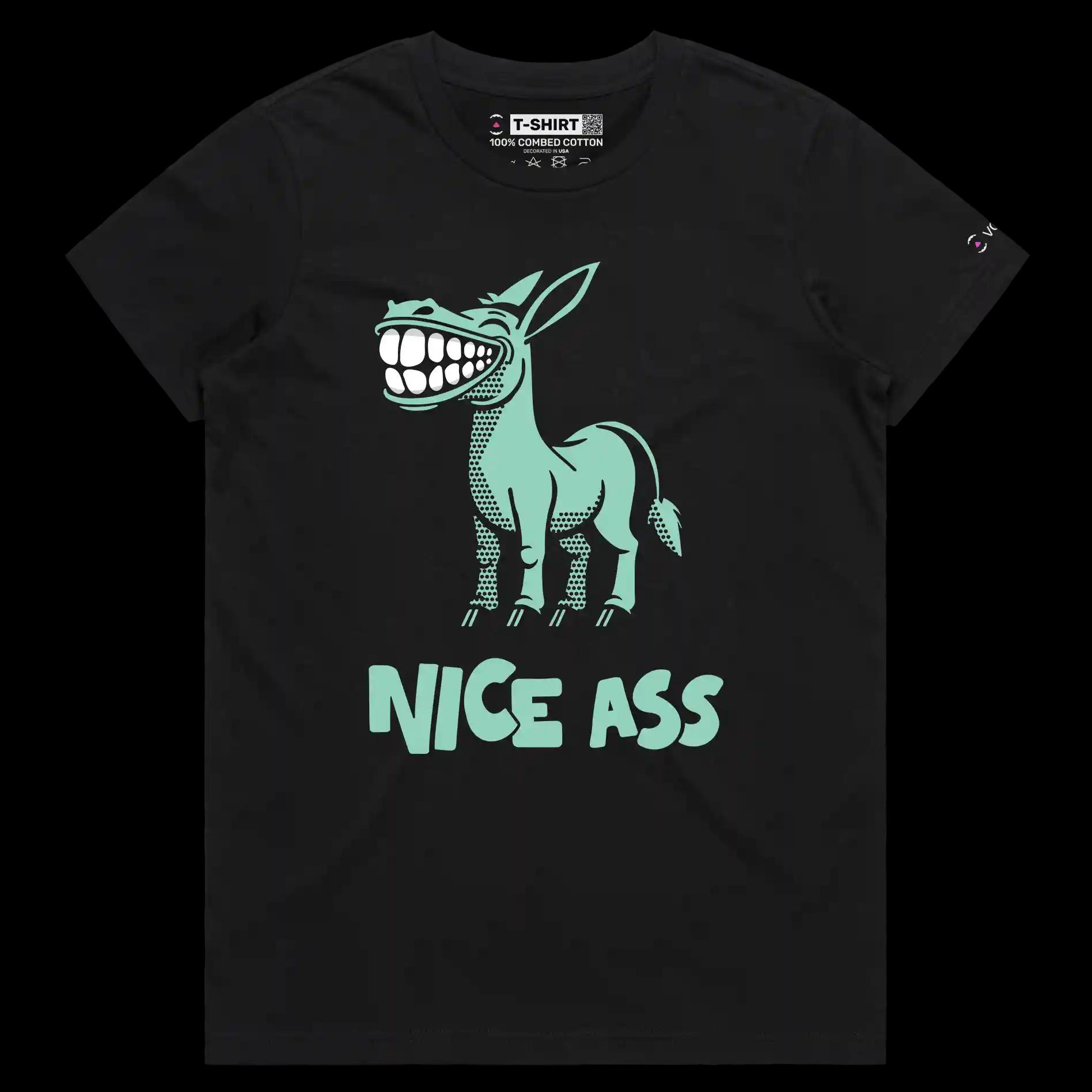VOICEART Black Female Regular Funny Donkey Animals T-shirt with Premium Quality Graphic Design Workhorse Wordplay Tee