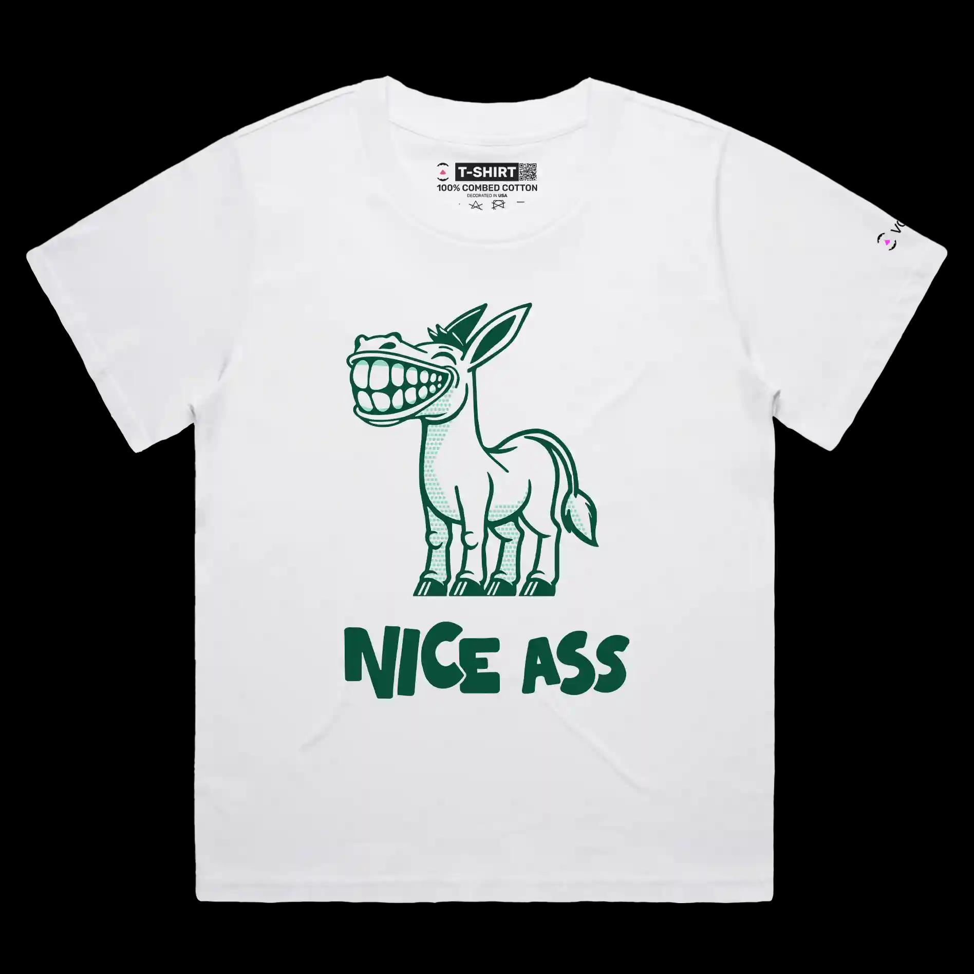 VOICEART White Female Loose Funny Donkey Animals T-shirt with Premium Quality Graphic Design Workhorse Wordplay Tee