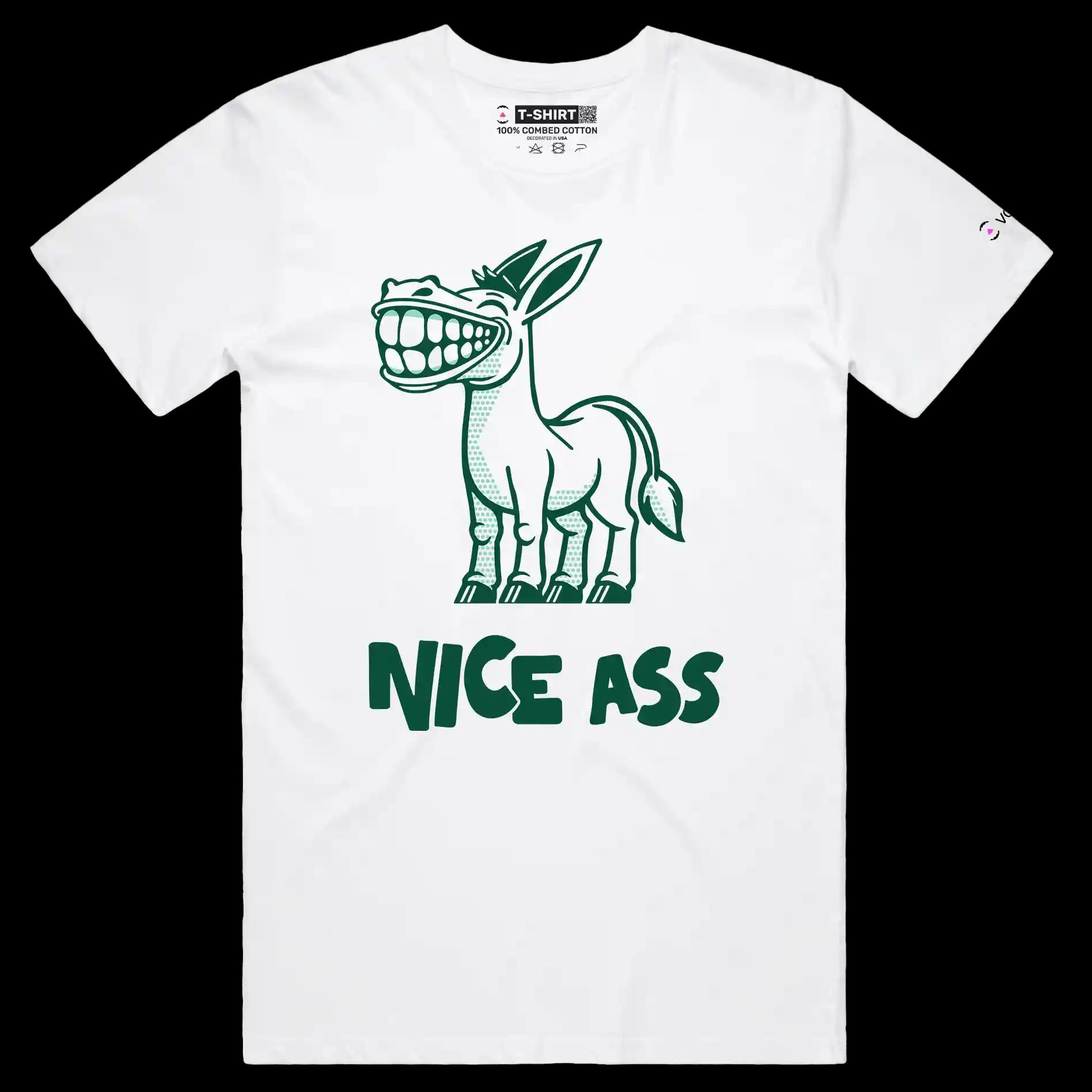 VOICEART White Male Regular Funny Donkey Animals T-shirt with Premium Quality Graphic Design Workhorse Wordplay Tee
